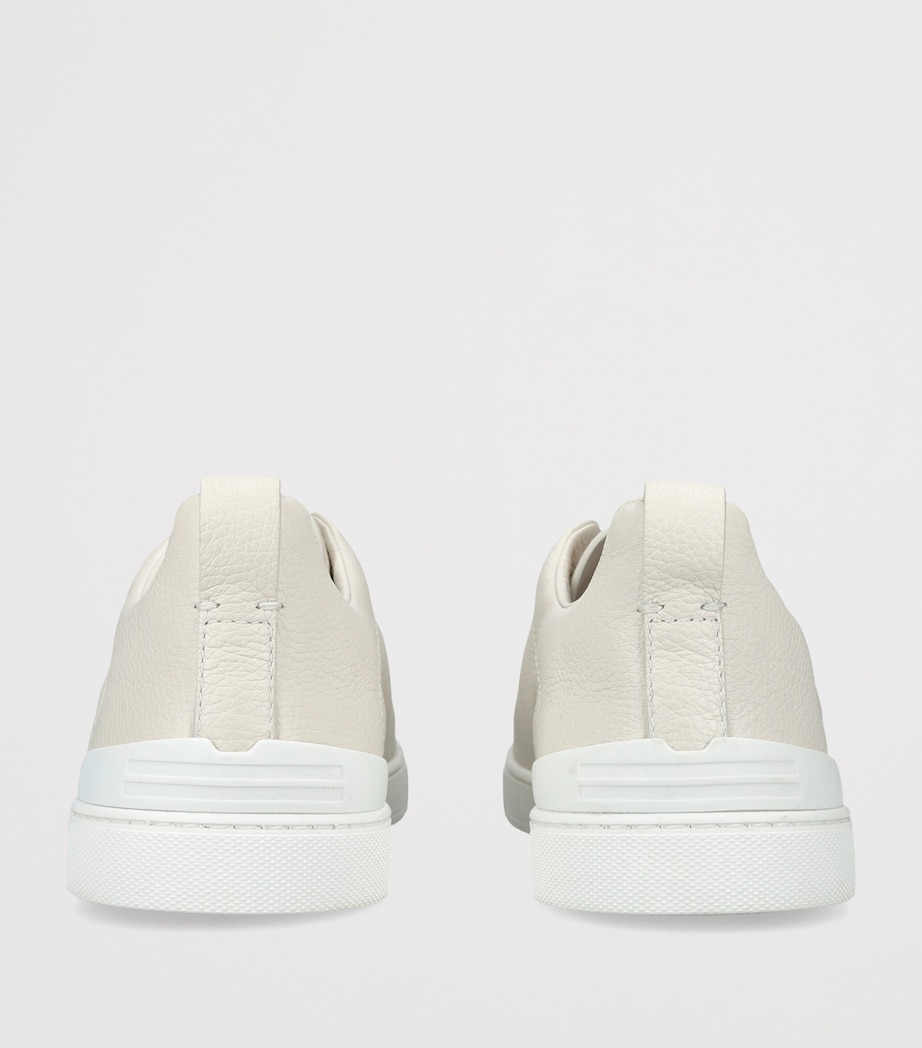 Zegna Leather Triple Stitch Sneakers Bone Image 4