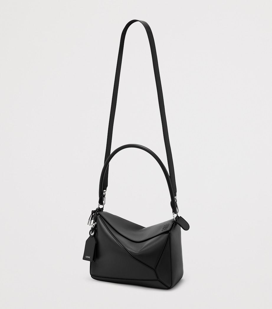LOEWE Womens Medium Leather Featherlight Puzzle Top-Handle Bag Black Image 6