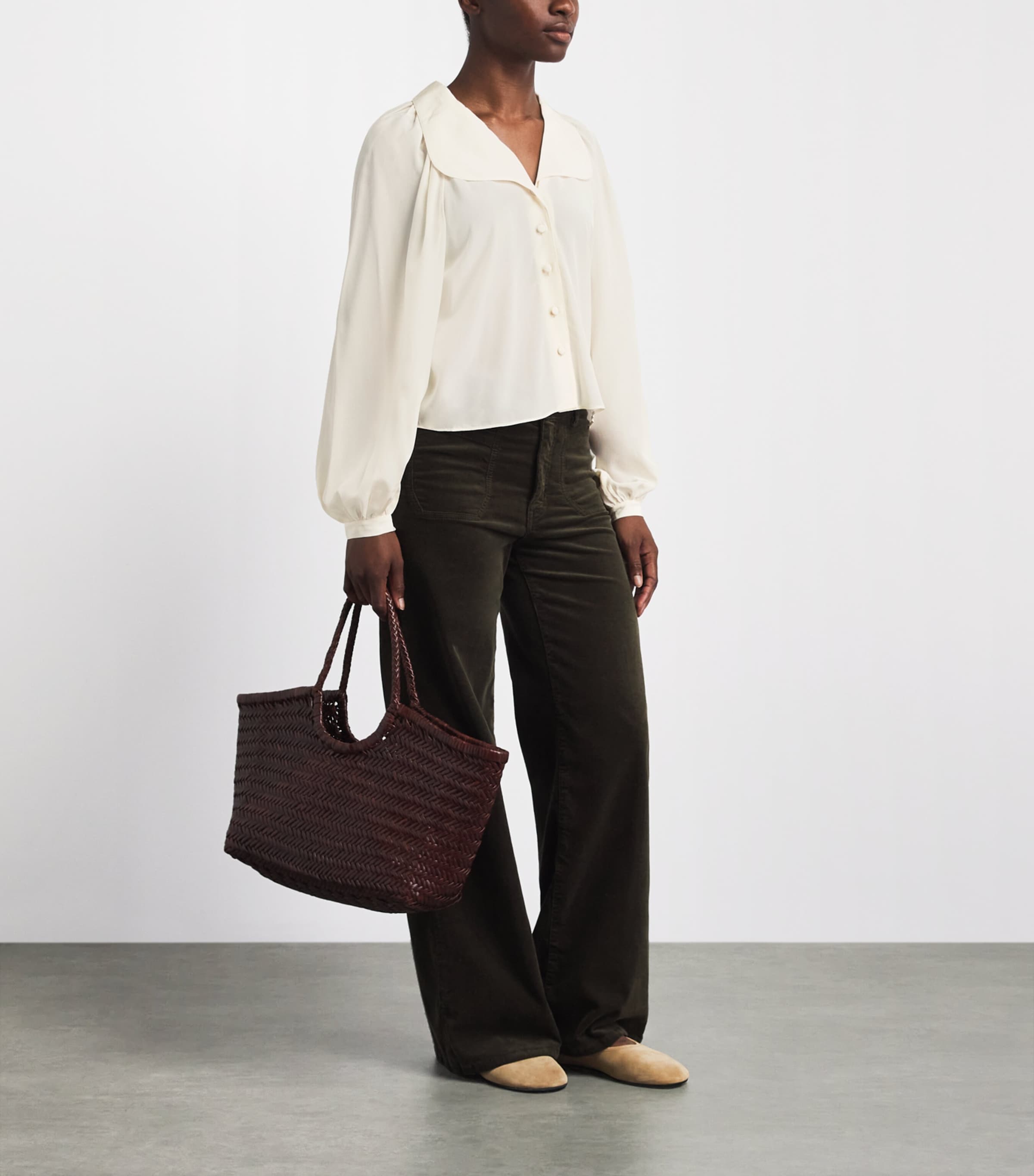 FRAME Womens Silk The Gala Shirt Cream Image 2