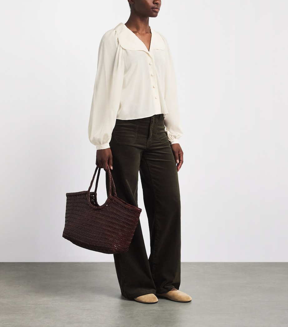 FRAME Womens Silk The Gala Shirt Cream Image 2
