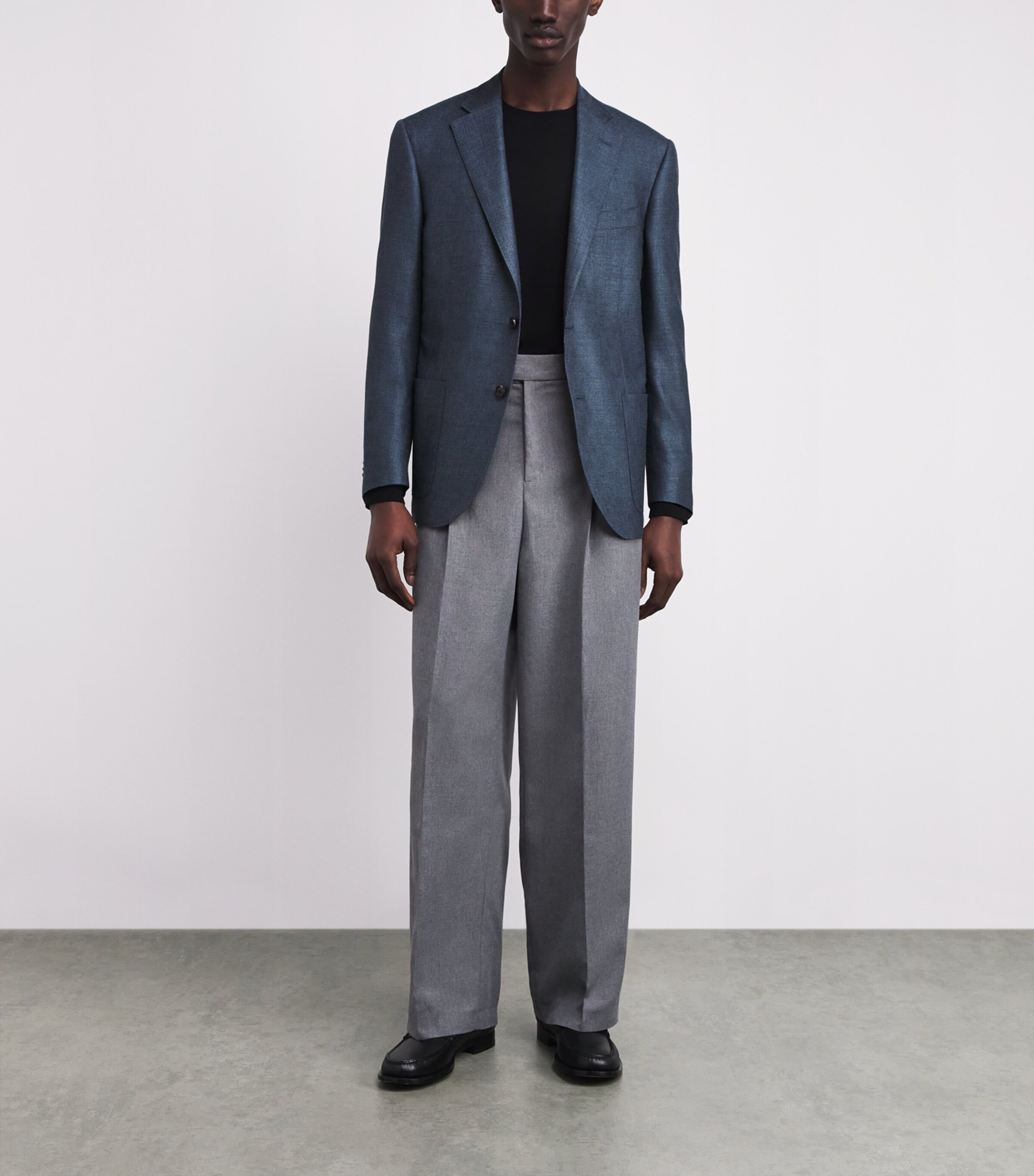 Silk-Virgin Wool Blazer 005 BLUE Image 2