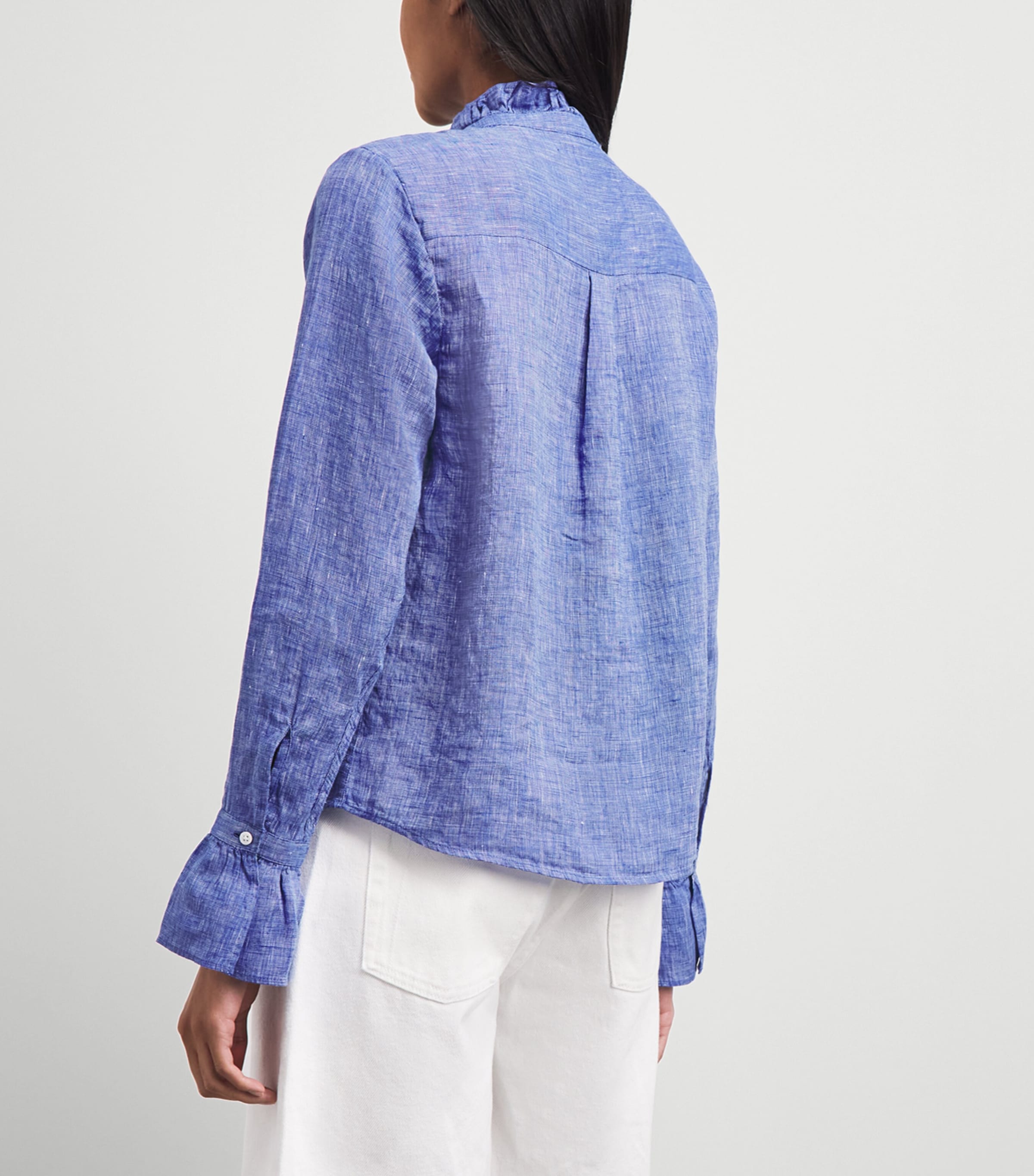 With Nothing Underneath Womens Linen Kew Blouse Lapis Blue Image 5