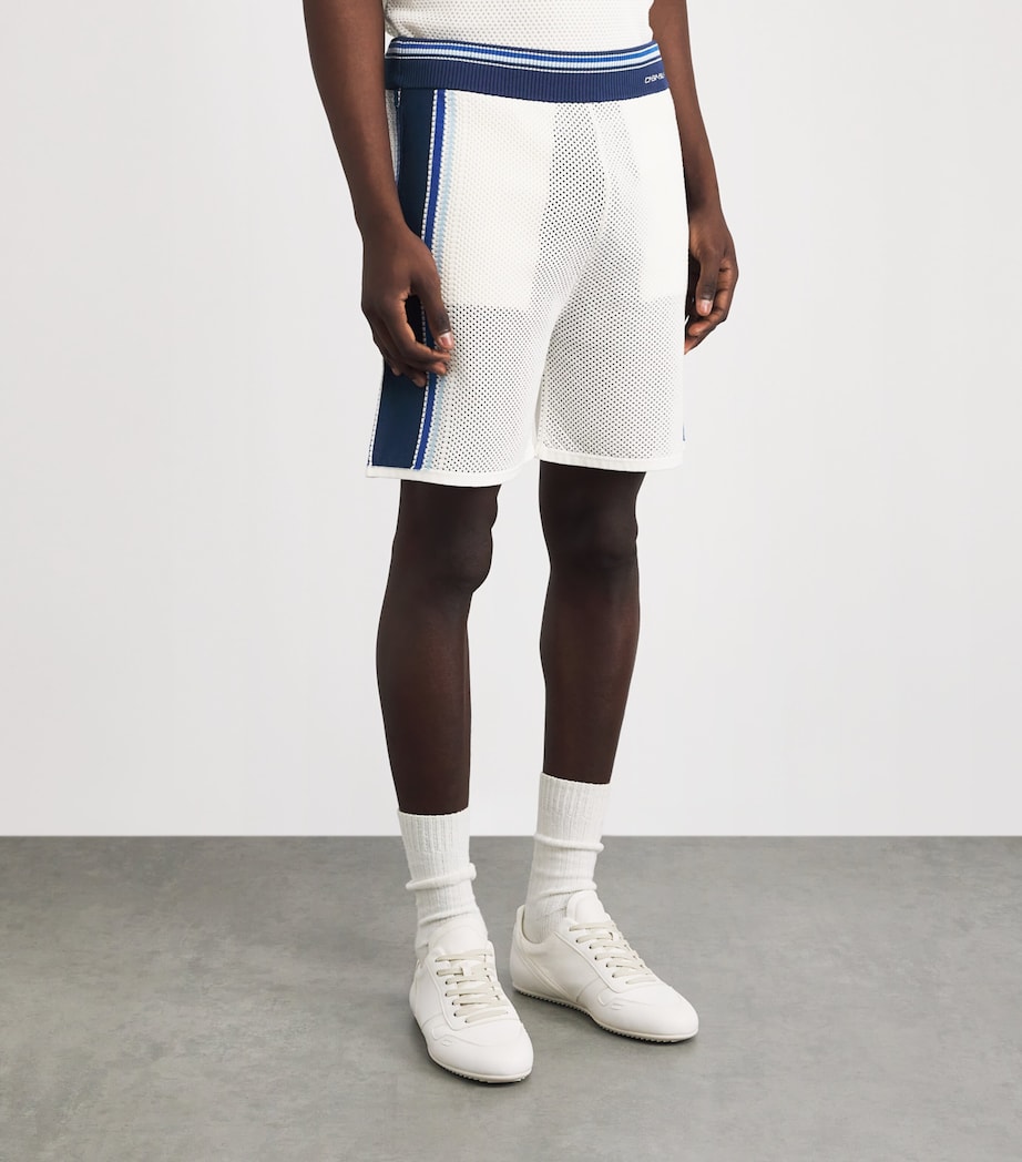 Casablanca Mens Mesh Stripe Sweat Shorts White / Blue Image 4