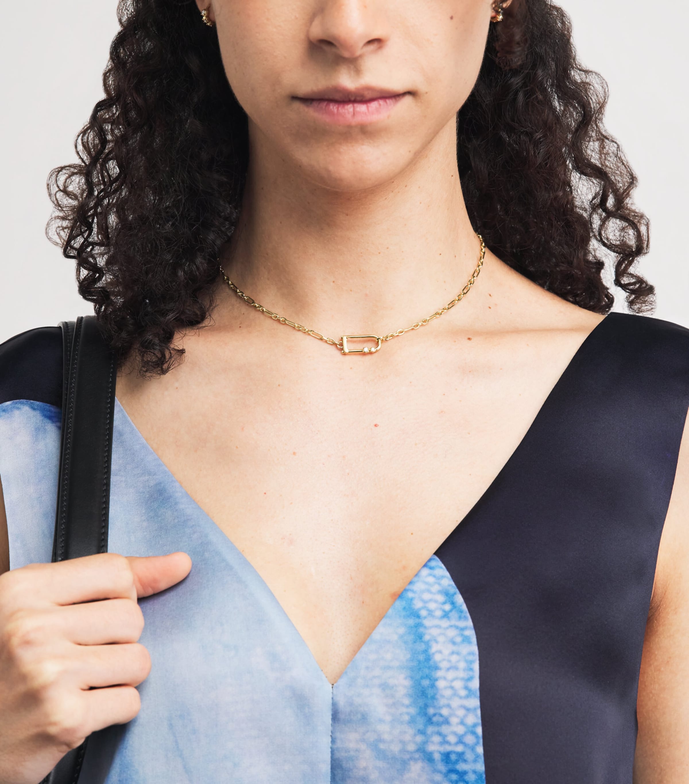 Jade Trau Petite Yellow Gold and Diamond Georgie Lock Necklace Yellow Gold Image 2