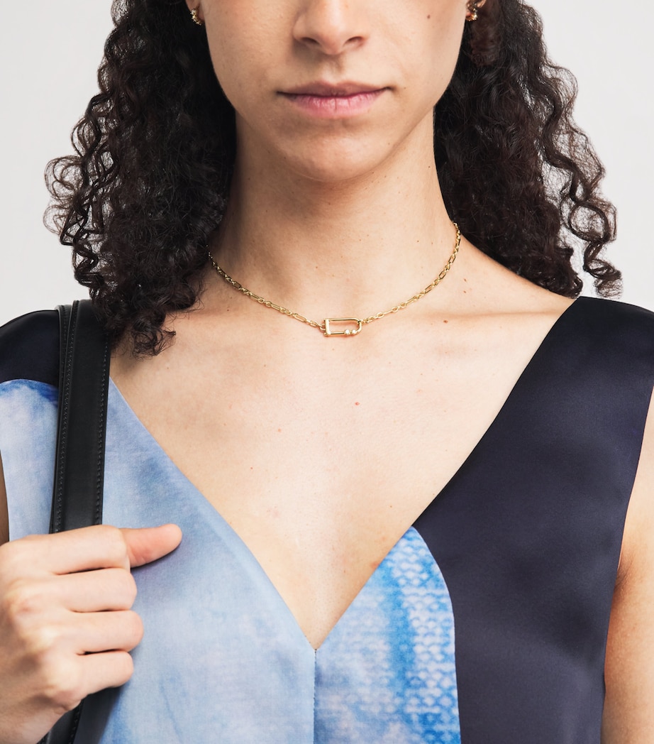 Jade Trau Petite Yellow Gold and Diamond Georgie Lock Necklace Yellow Gold Image 2