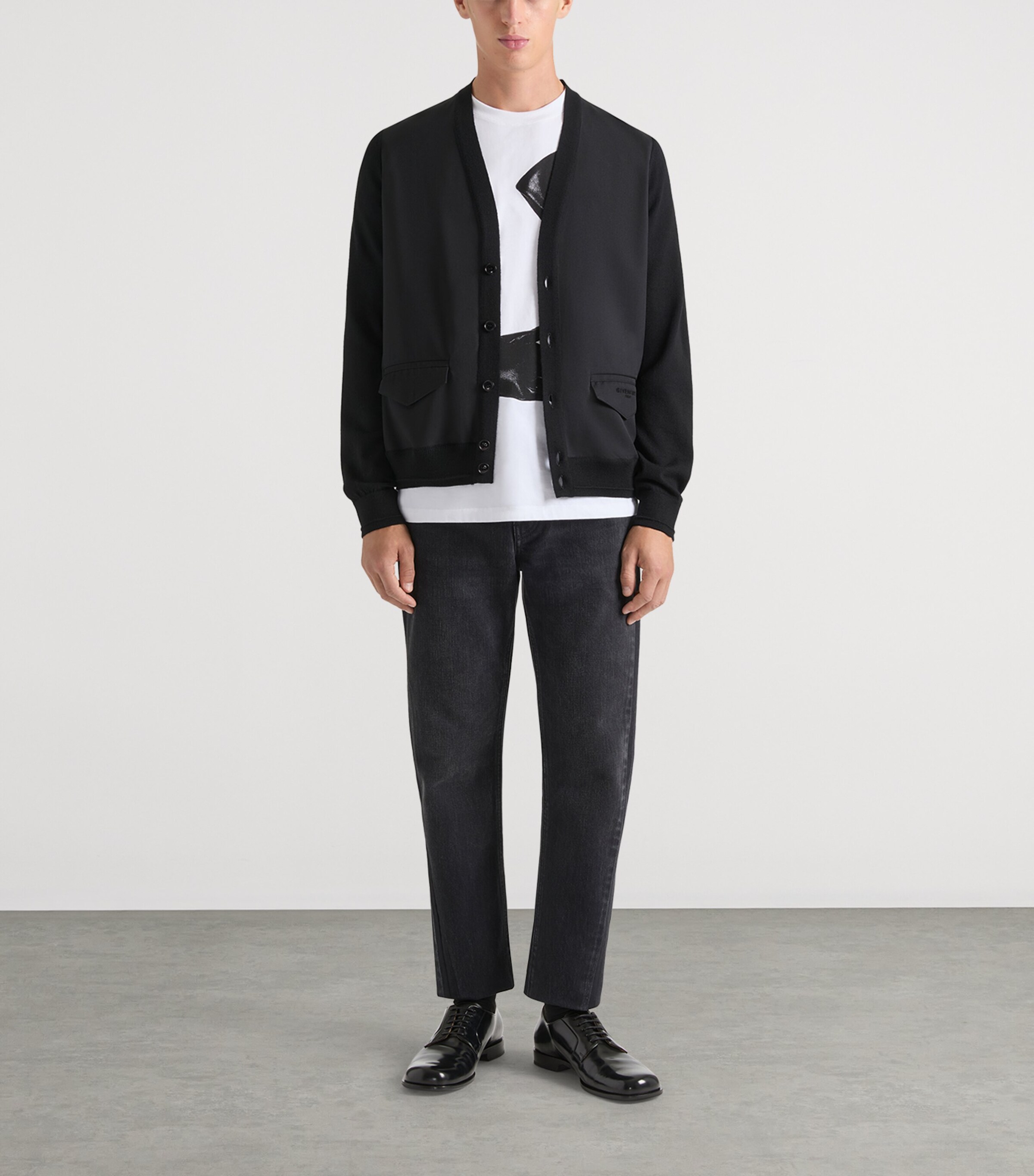 Cotton Logo Cardigan BLACK Image 2