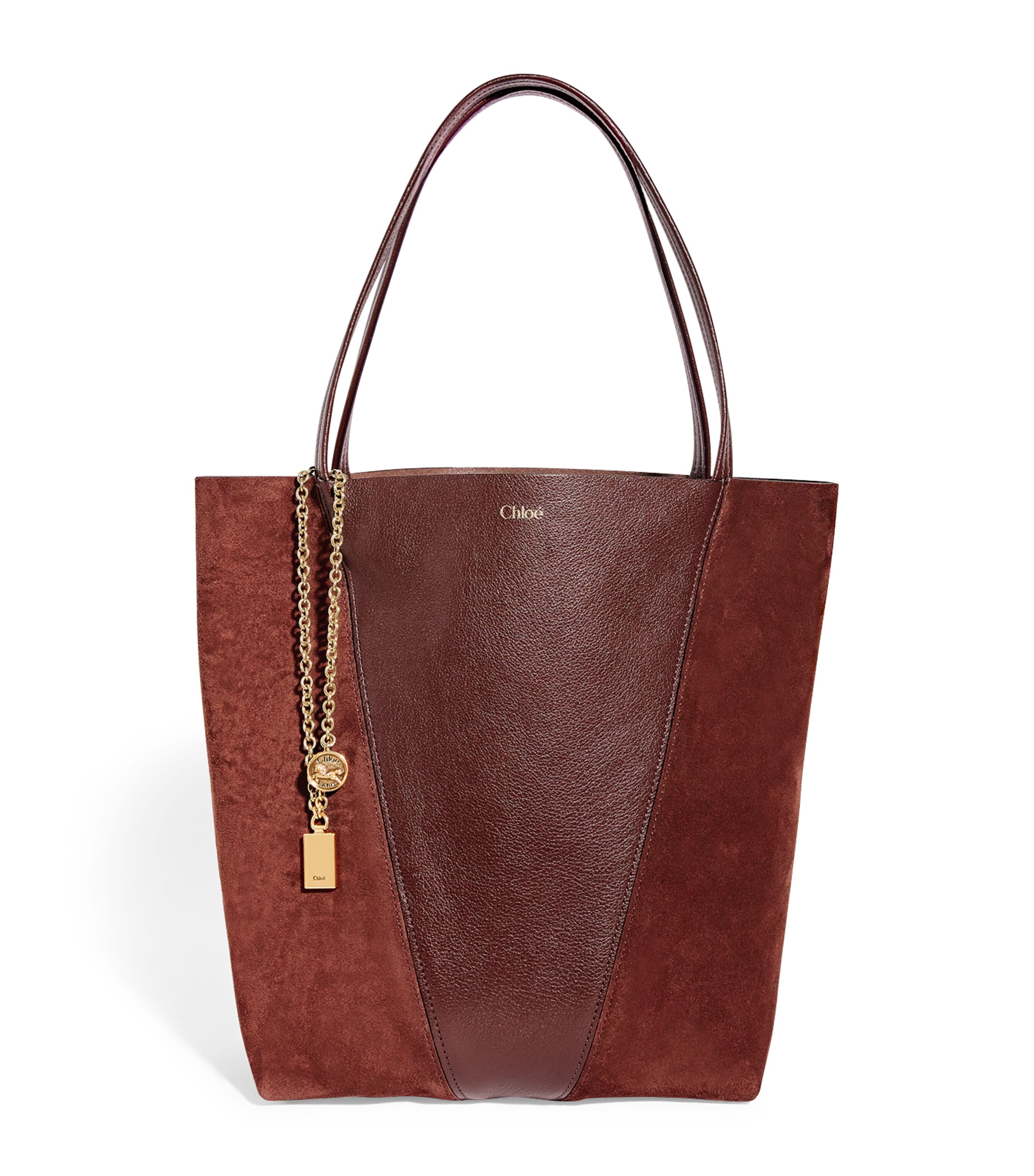 Chloé Medium Leather Spin Tote Bag In Brown