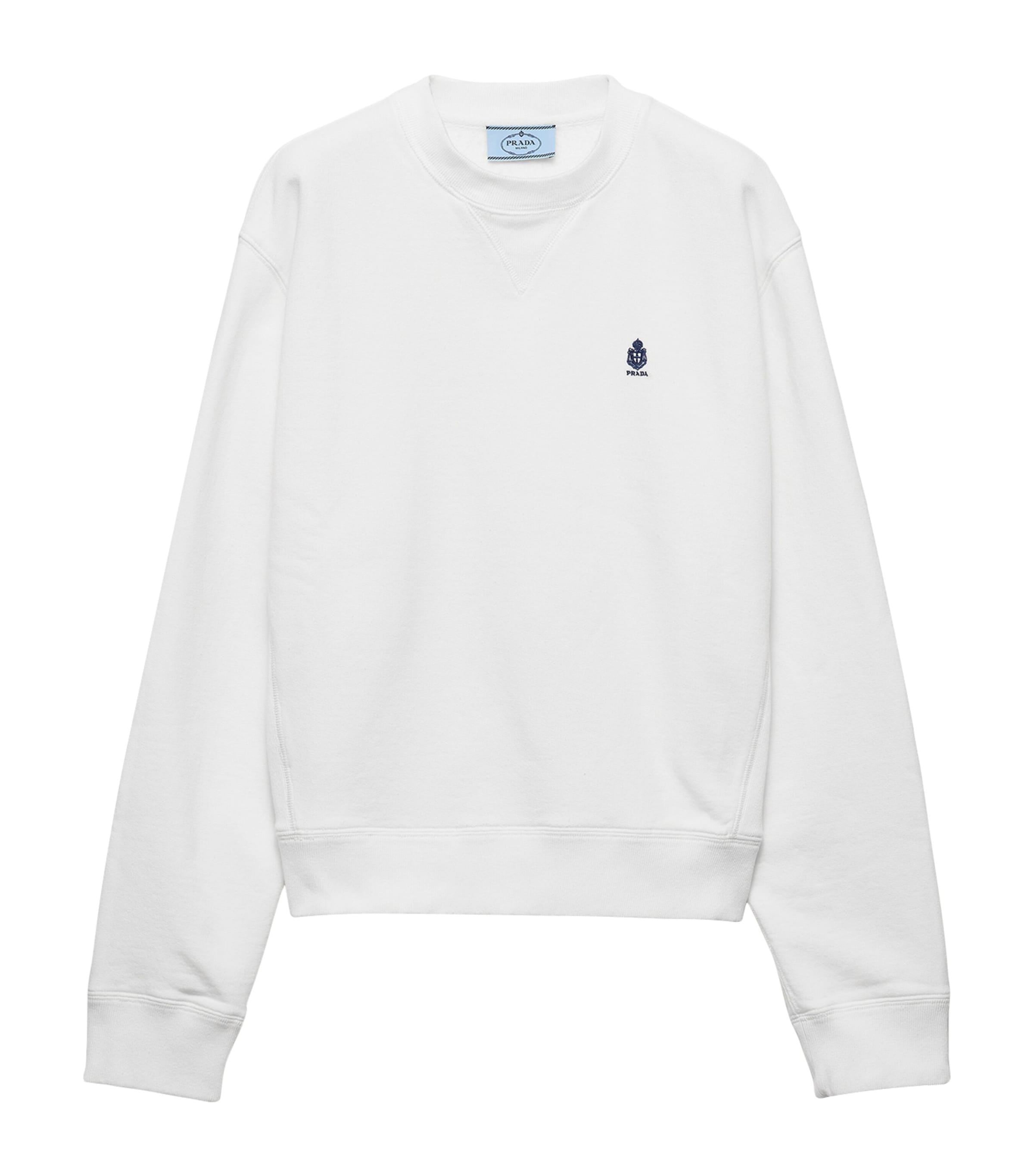 Prada Womens Cotton Logo Sweatshirt White Image 1