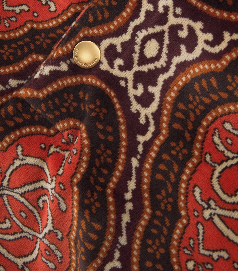 Cotton Velvet Médaillon Jacquard Polo Shirt BN / BROWN Image 5