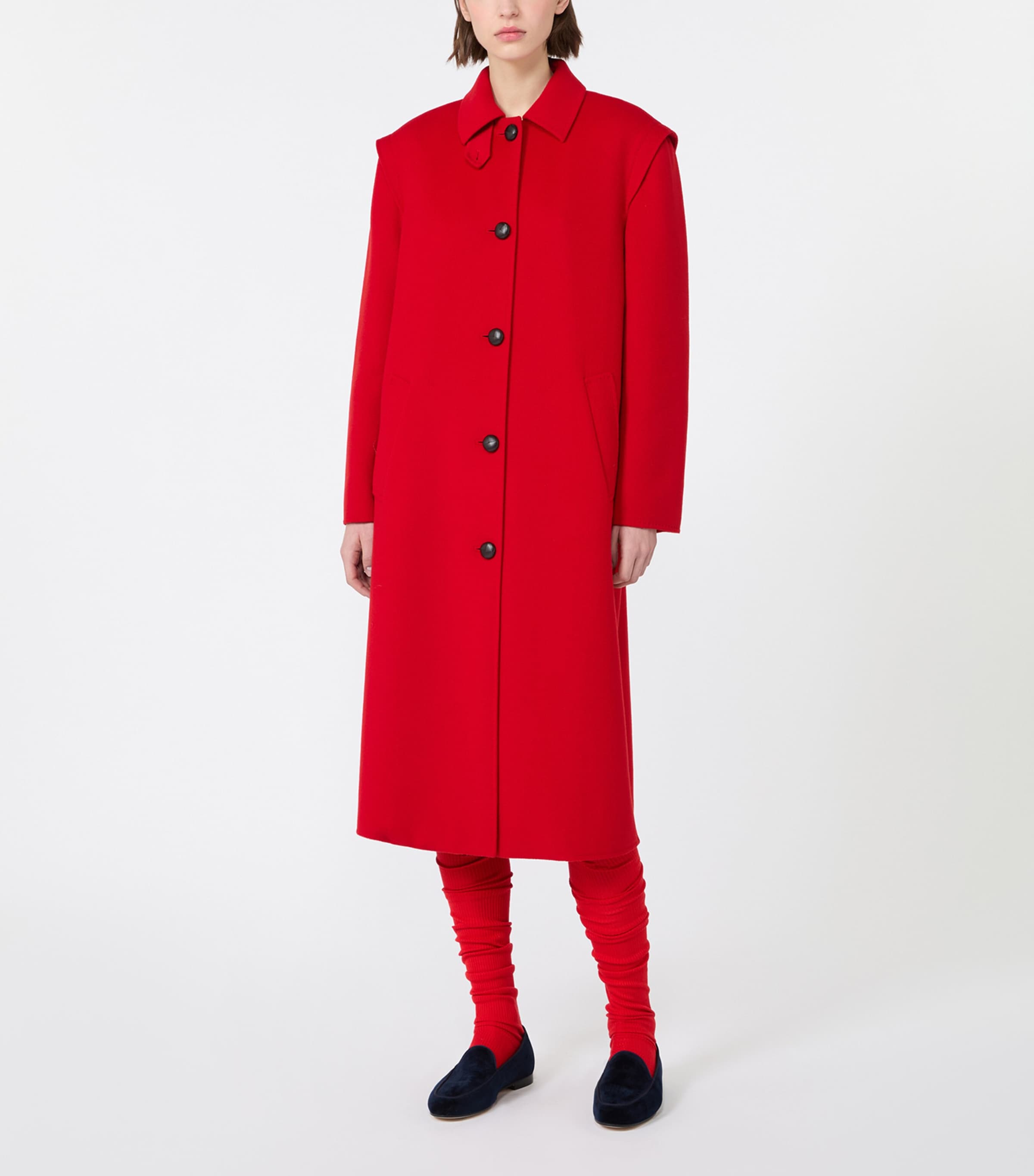 Weekend Max Mara Womens Wool-Blend Long Coat Red Image 2