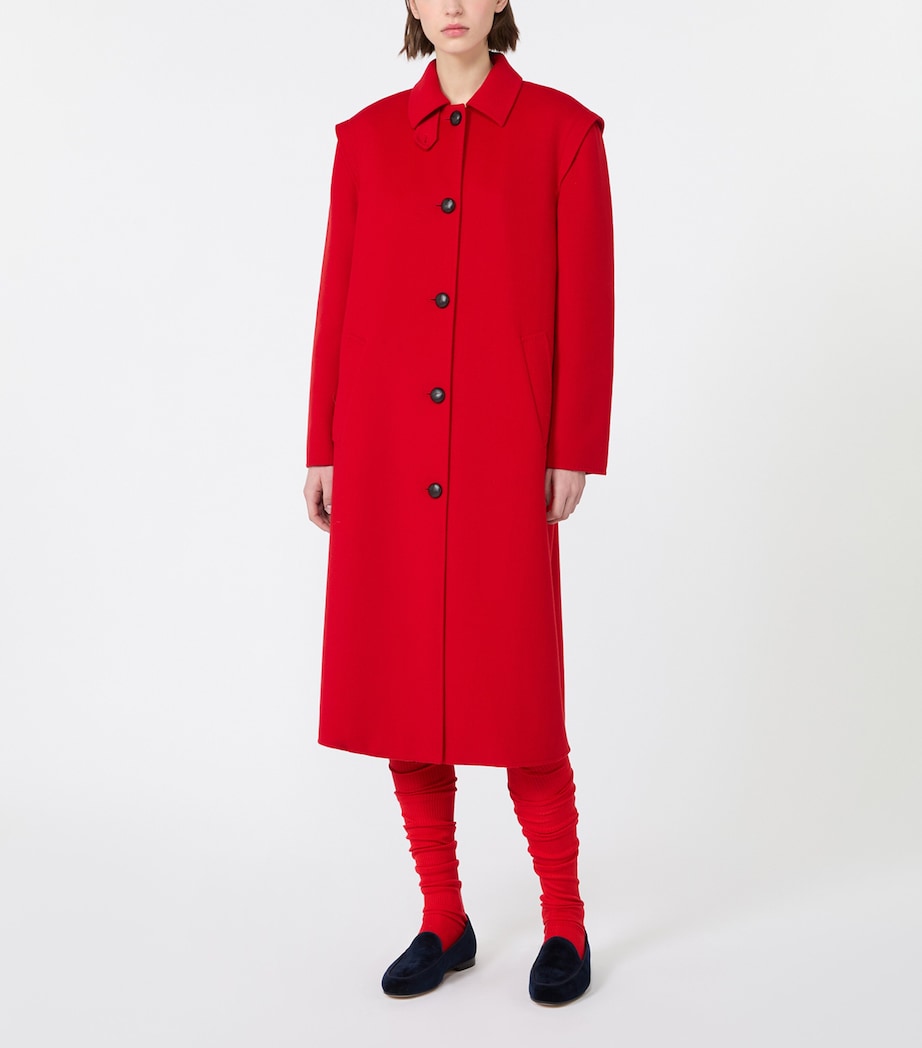 Weekend Max Mara Womens Wool-Blend Long Coat Red Image 2