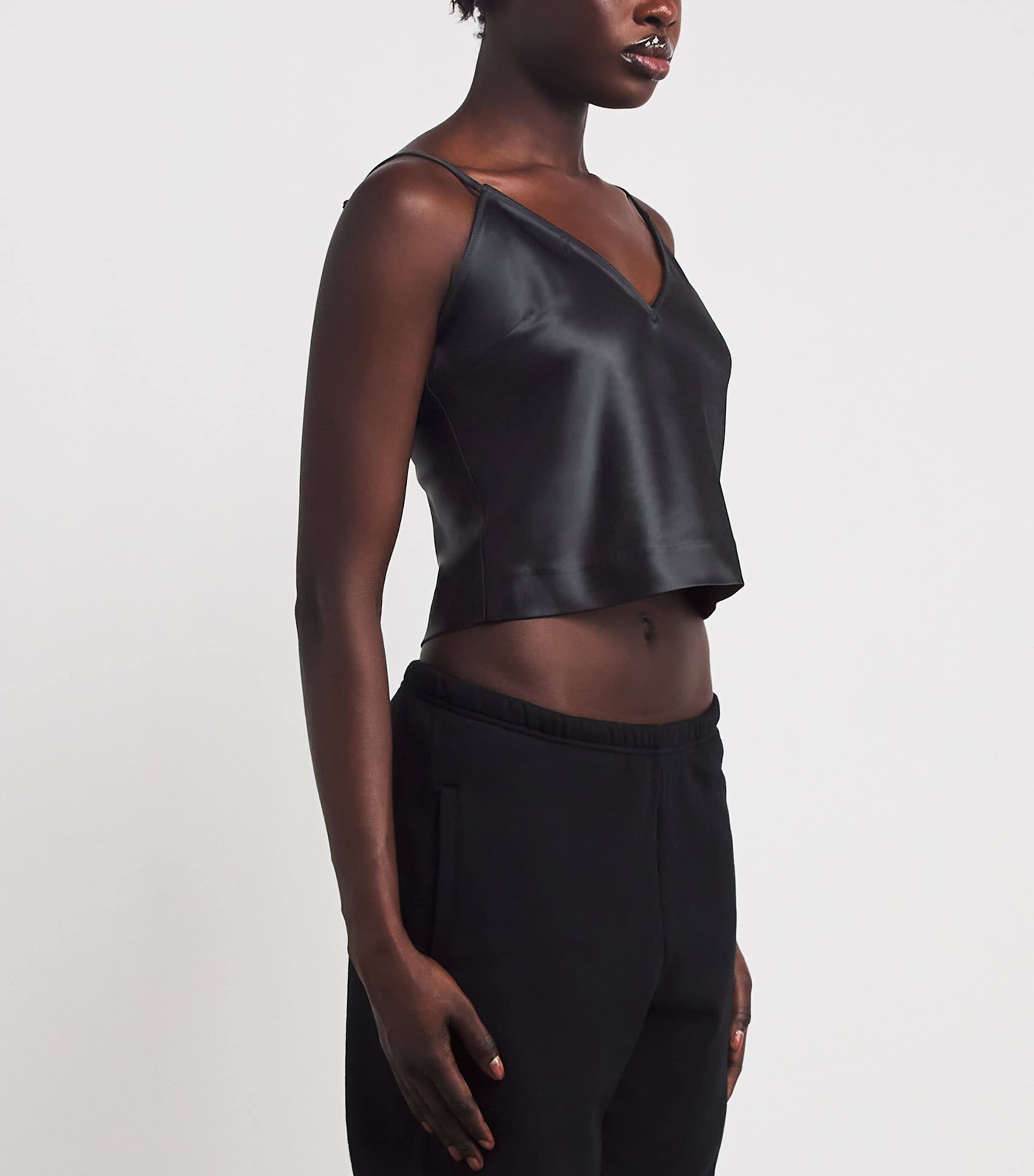 Satin Cropped Cami Top ONYX Image 3