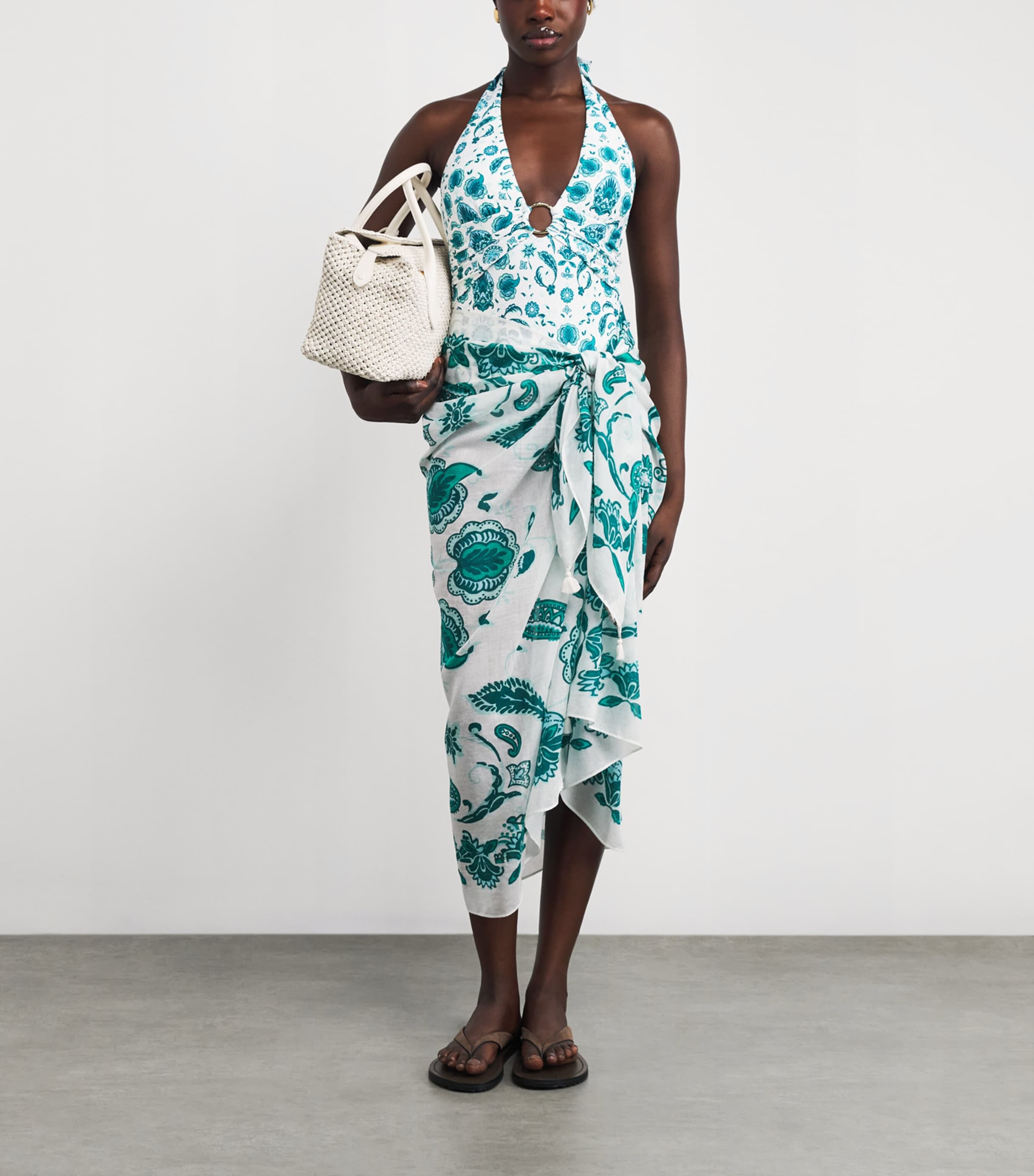 Halterneck Floral Kos Swimsuit PRT-PRT/CORE TEXTURE Image 4