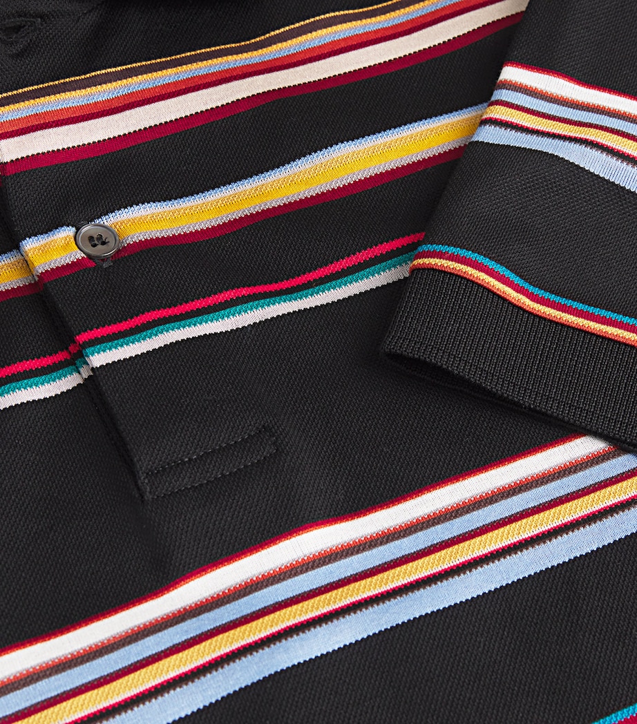 Cotton Signature Stripe Polo Shirt 79_BLACK Image 5