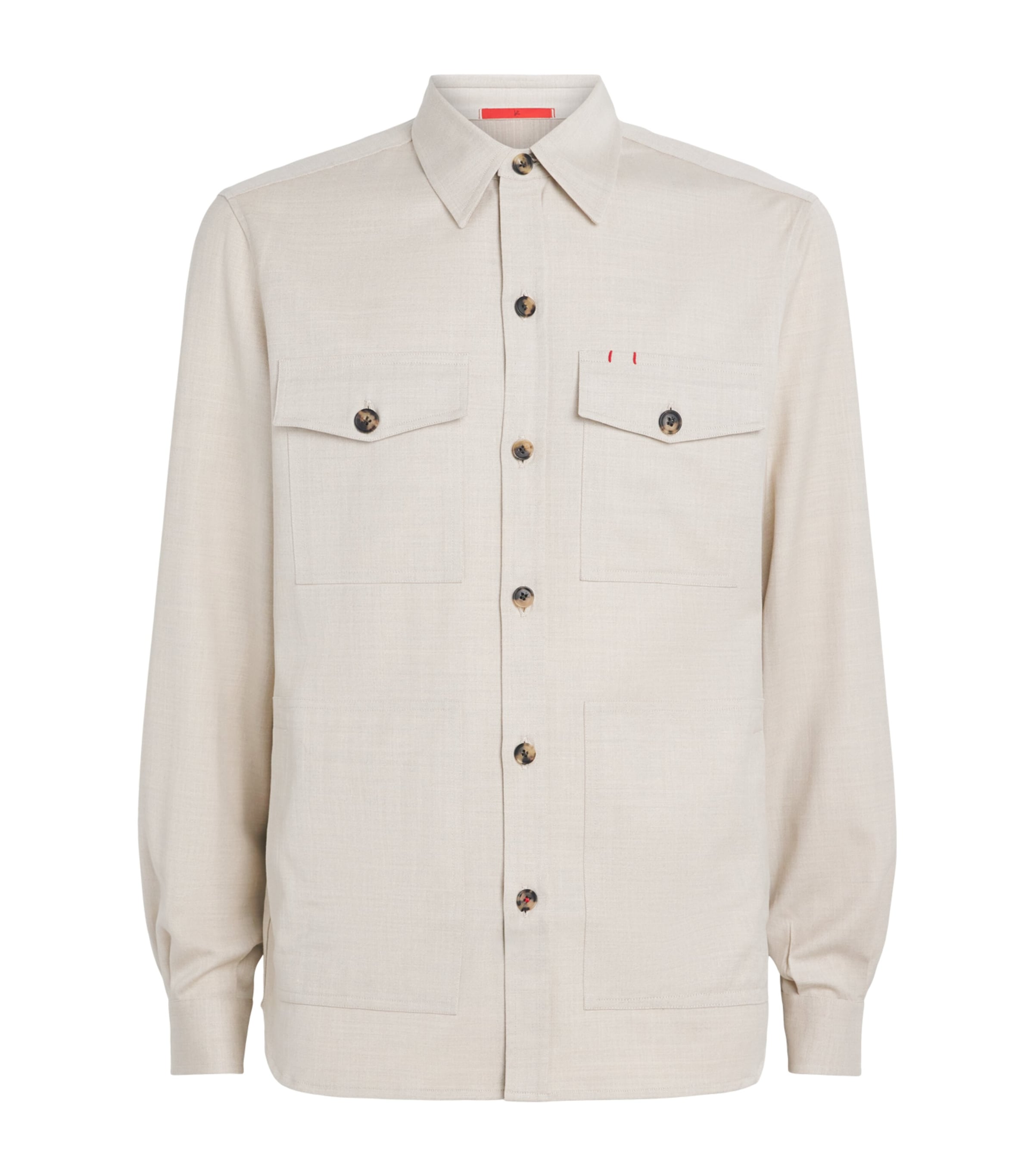 Isaia Mens Wool-Blend Overshirt Image 1