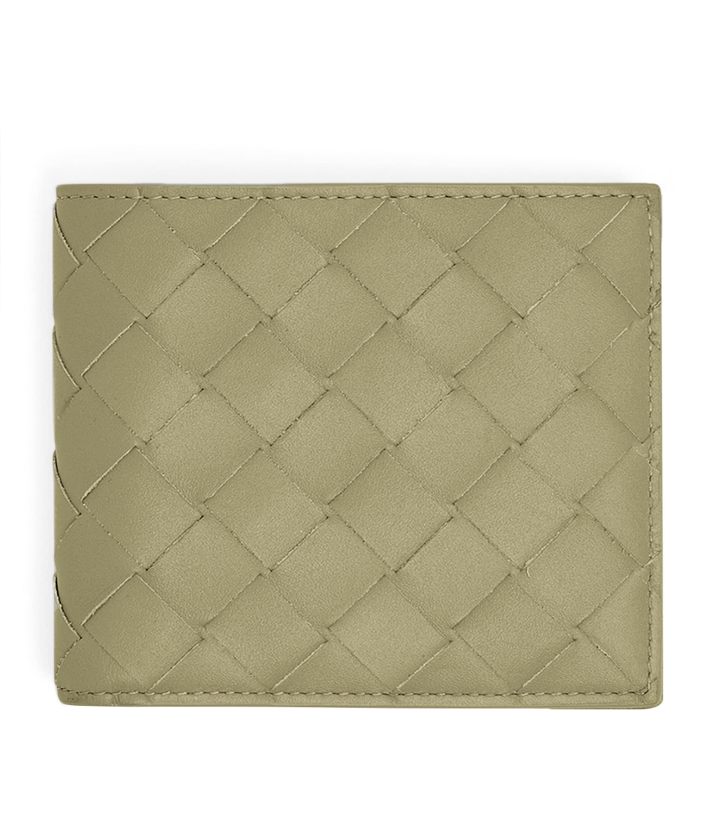 Bottega Veneta Leather Intrecciato Bifold Wallet In Green