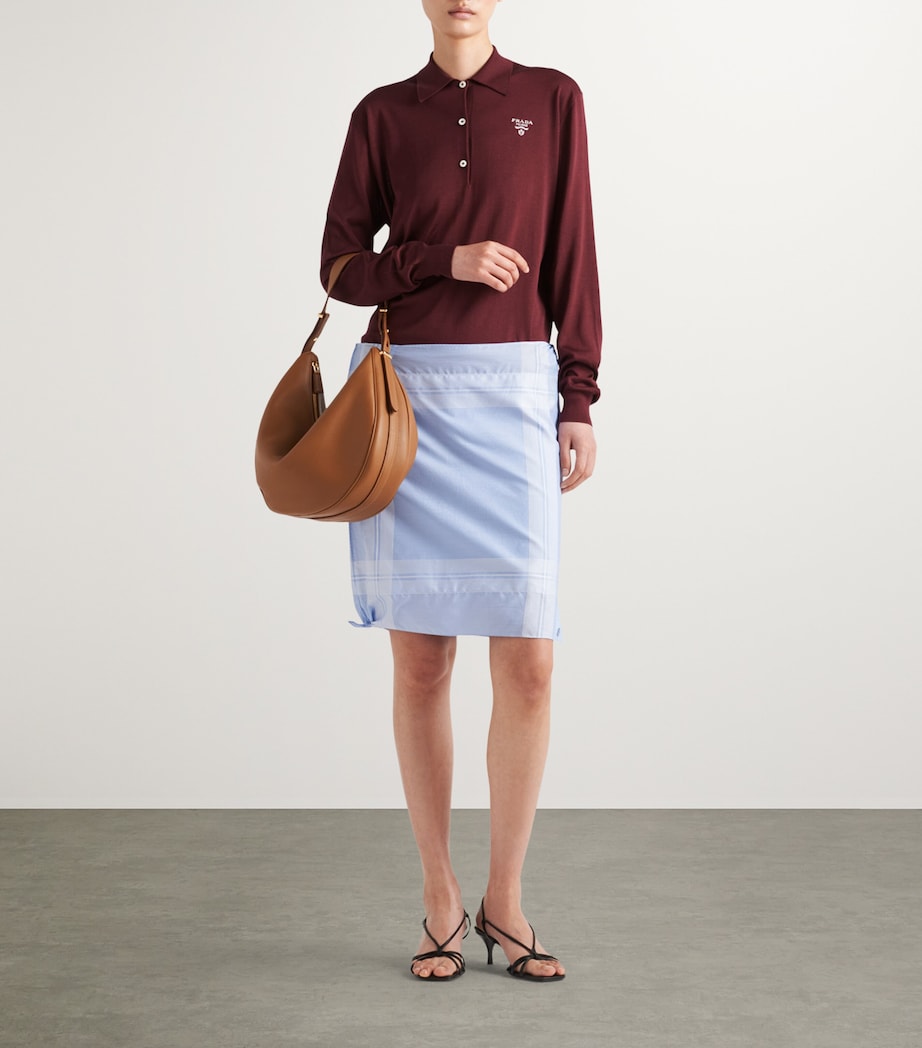Prada Womens Silk Long-Sleeve Polo Shirt Image 2