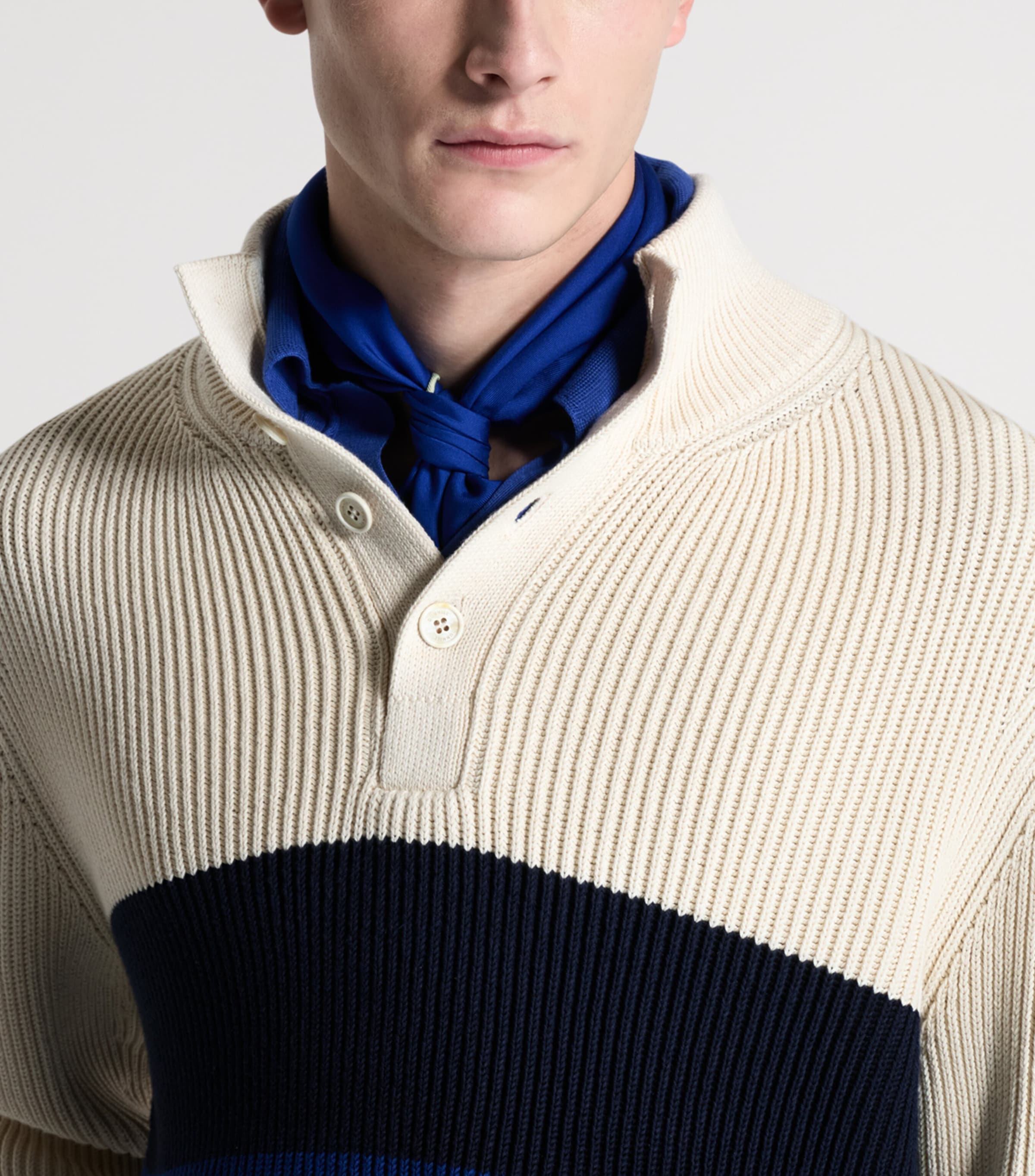 Dunhill Mens Cotton-Mulberry Silk Sweater White Image 5