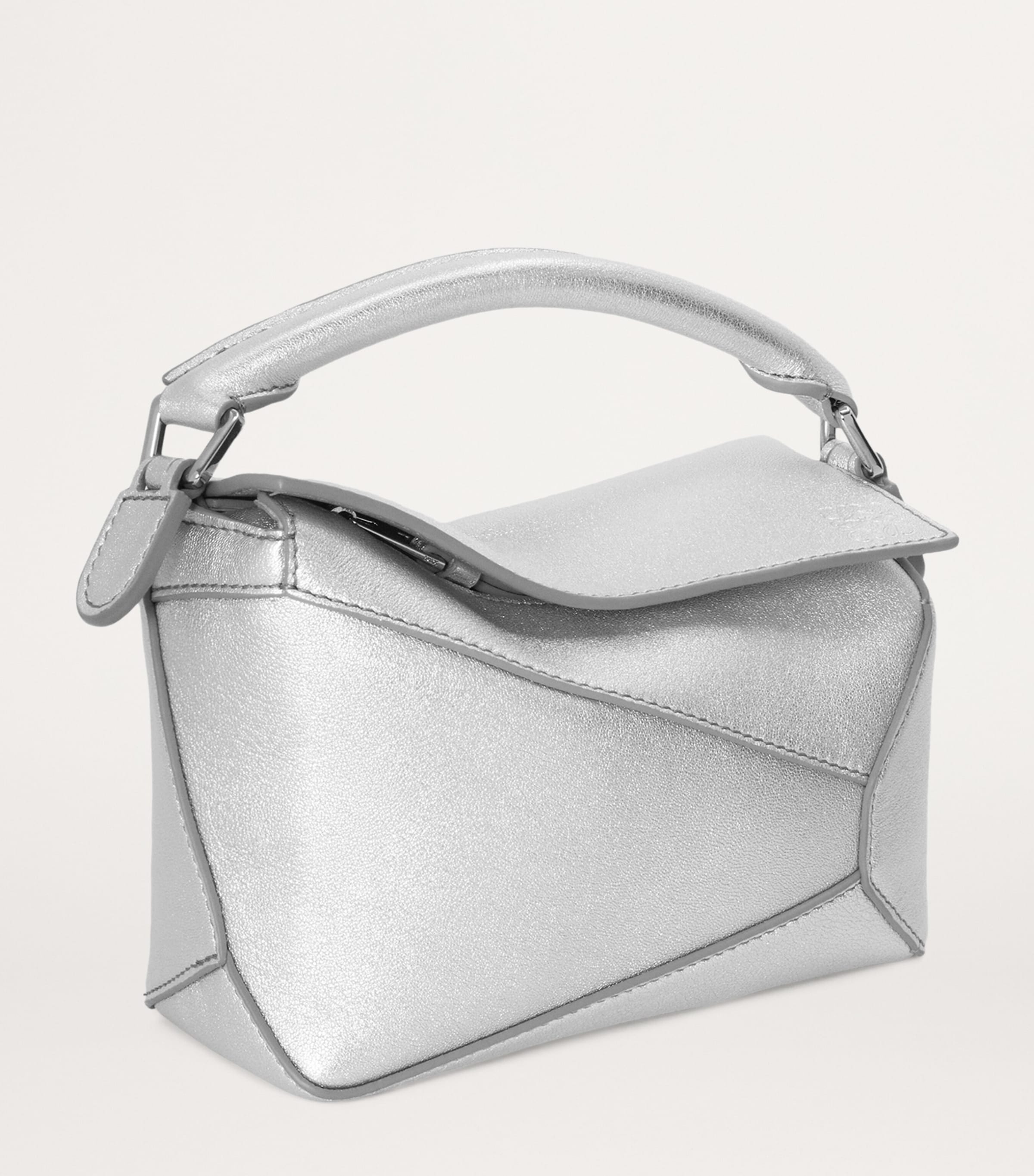 Mini Leather Puzzle Edge Top-Handle Bag SILVER Image 2