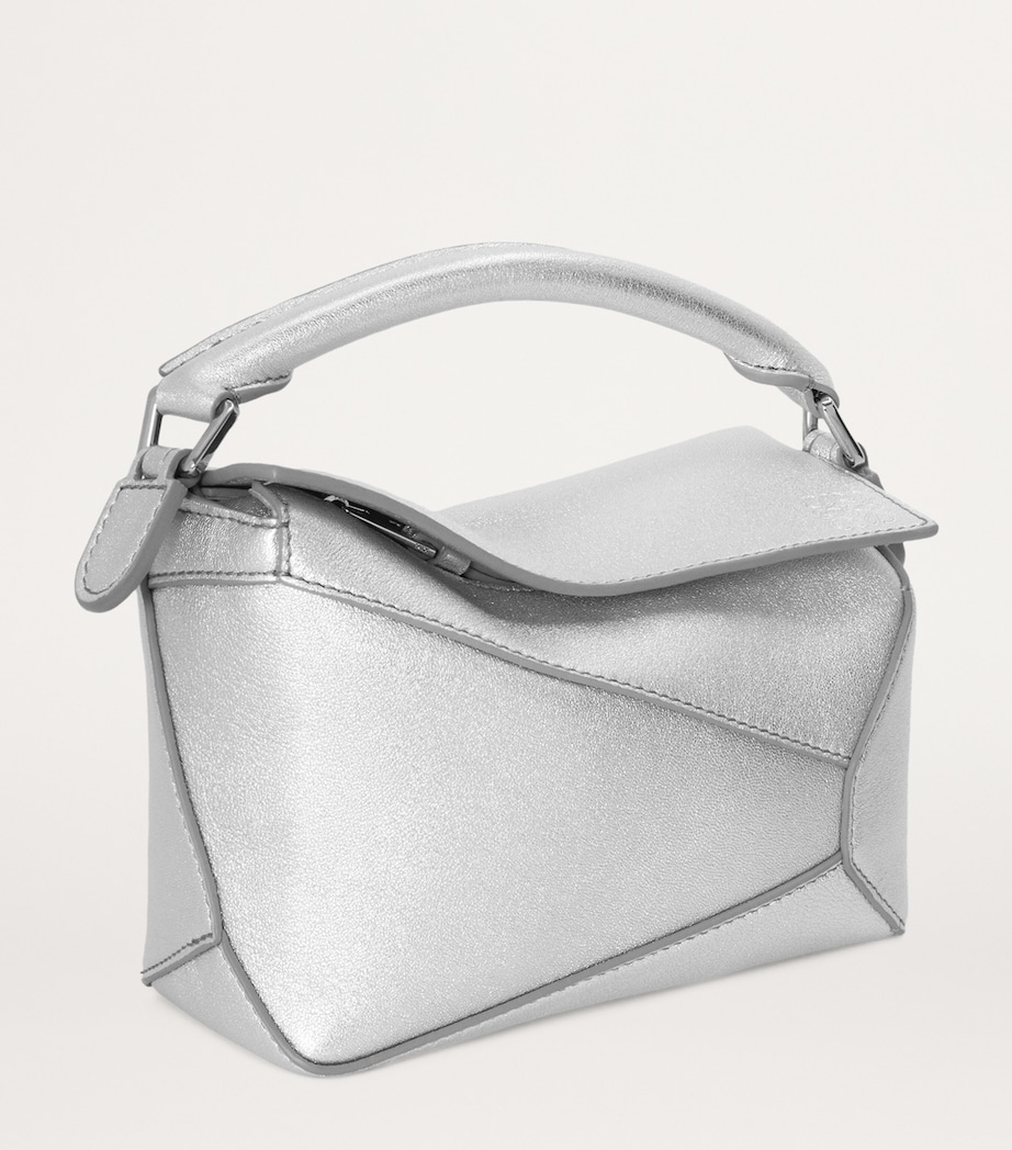 Mini Leather Puzzle Edge Top-Handle Bag SILVER Image 2