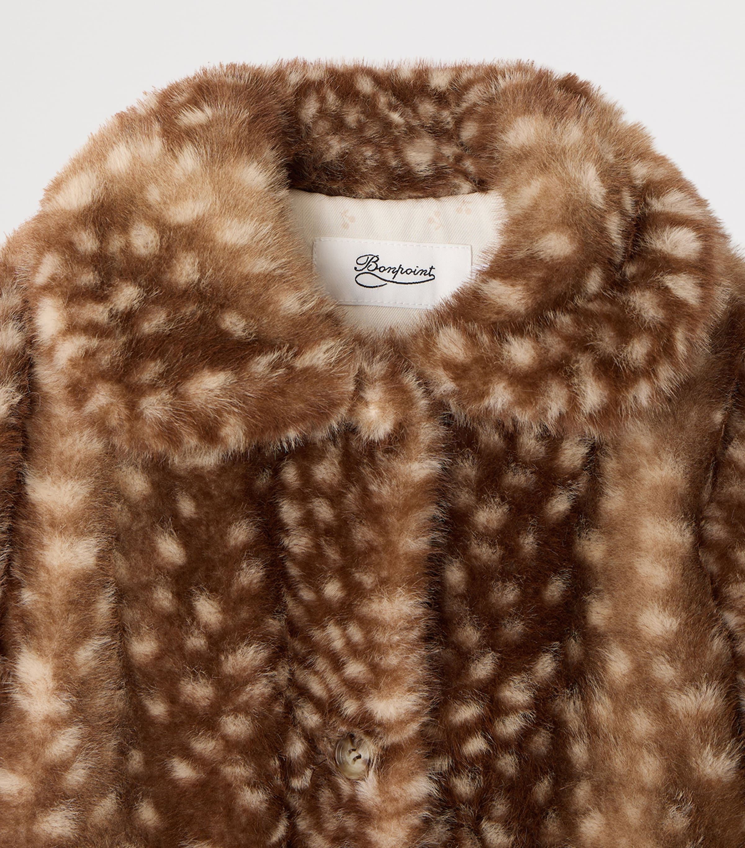 Bonpoint Faux Fur Deer Print Coat (4-8 Years) Caramel Image 3
