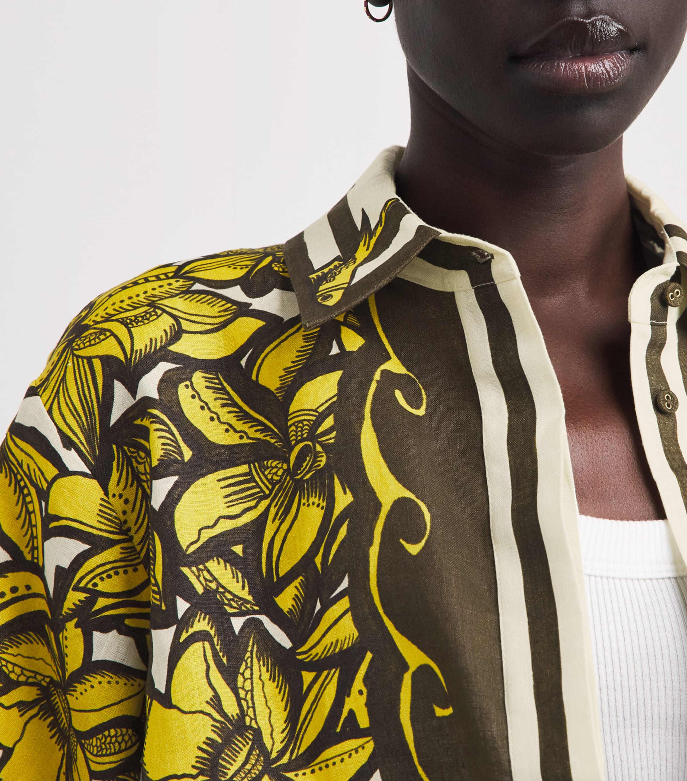 ALEMAIS Womens Hemp Printed Mona Shirt Yellow Image 3
