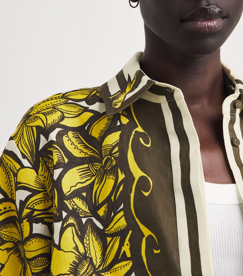 ALEMAIS Womens Hemp Printed Mona Shirt Yellow Image 3