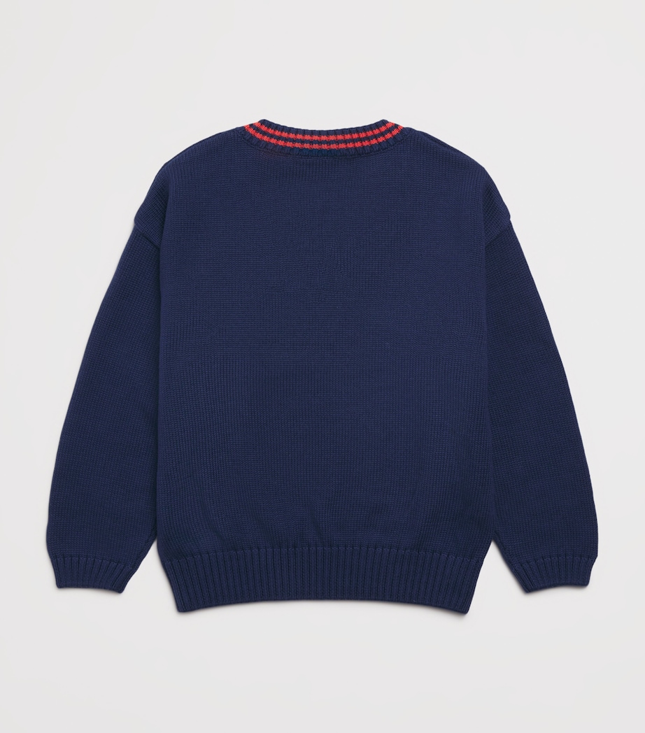x E.T. Cotton V-Neck Sweater (3-11 Years) BLUE Image 2