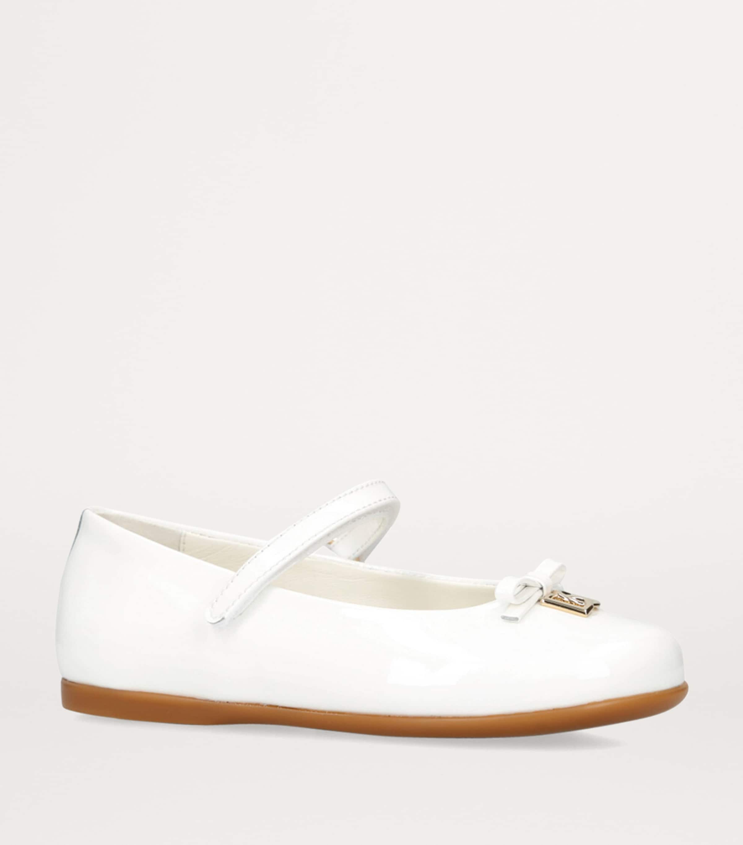 Dolce&Gabbana Kids Leather DG Ballet Flats White Image 3