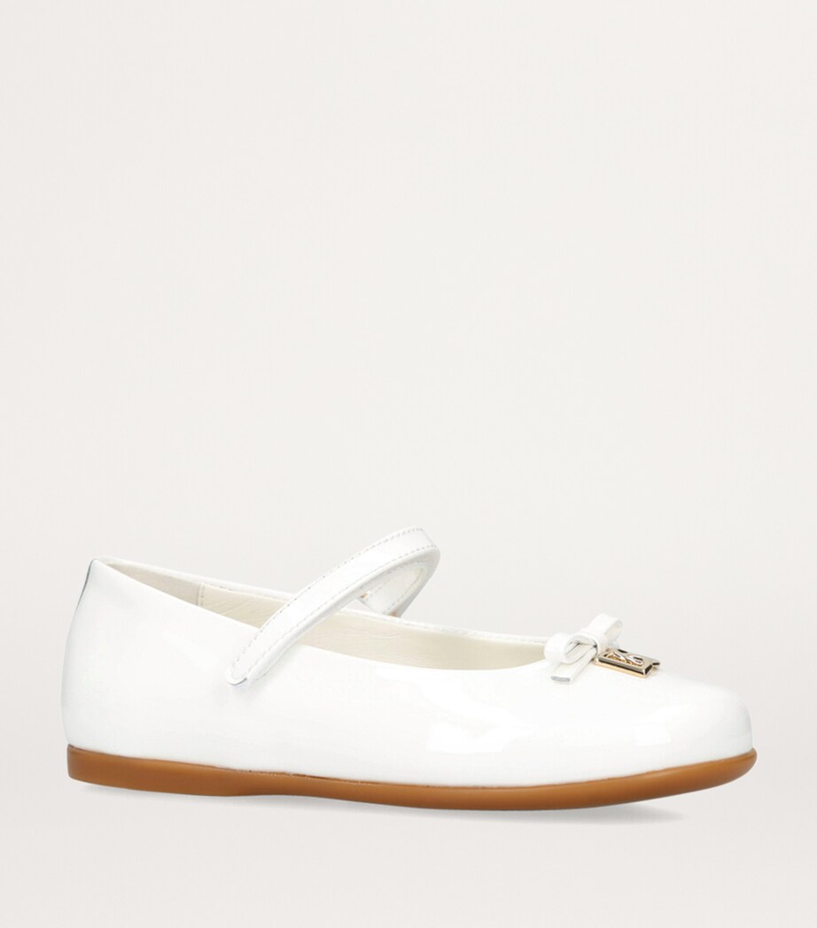 Dolce&Gabbana Kids Leather DG Ballet Flats White Image 3