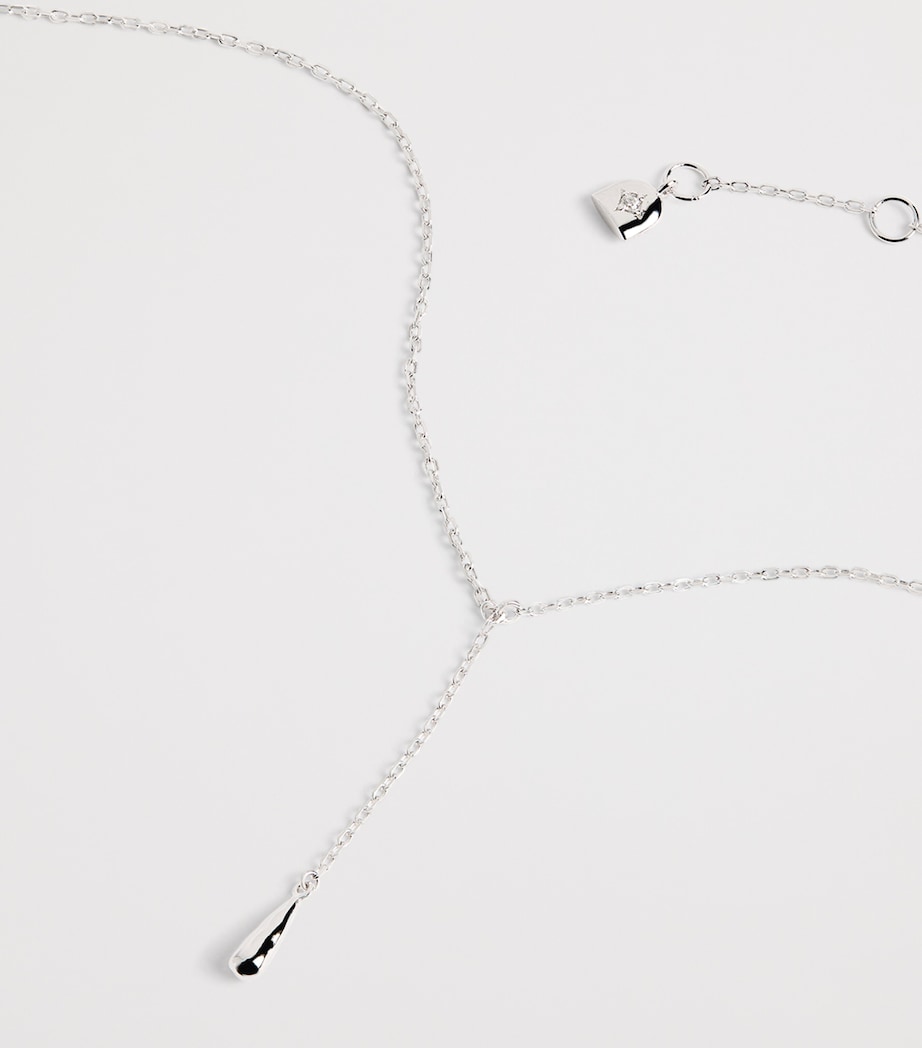Sterling Silver Molten Charm Lariat Necklace SILVER Image 4