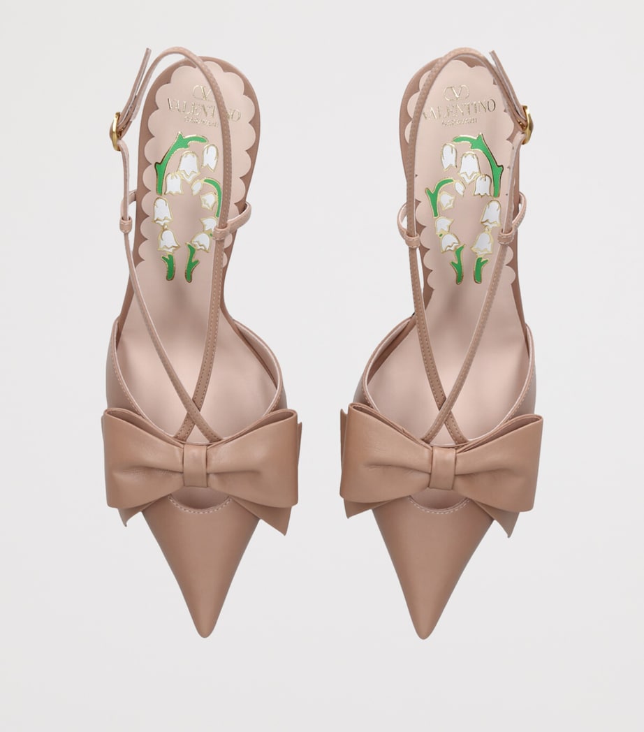 Leather Bow-Detail Bowow Pumps 85 PALE PINK Image 4