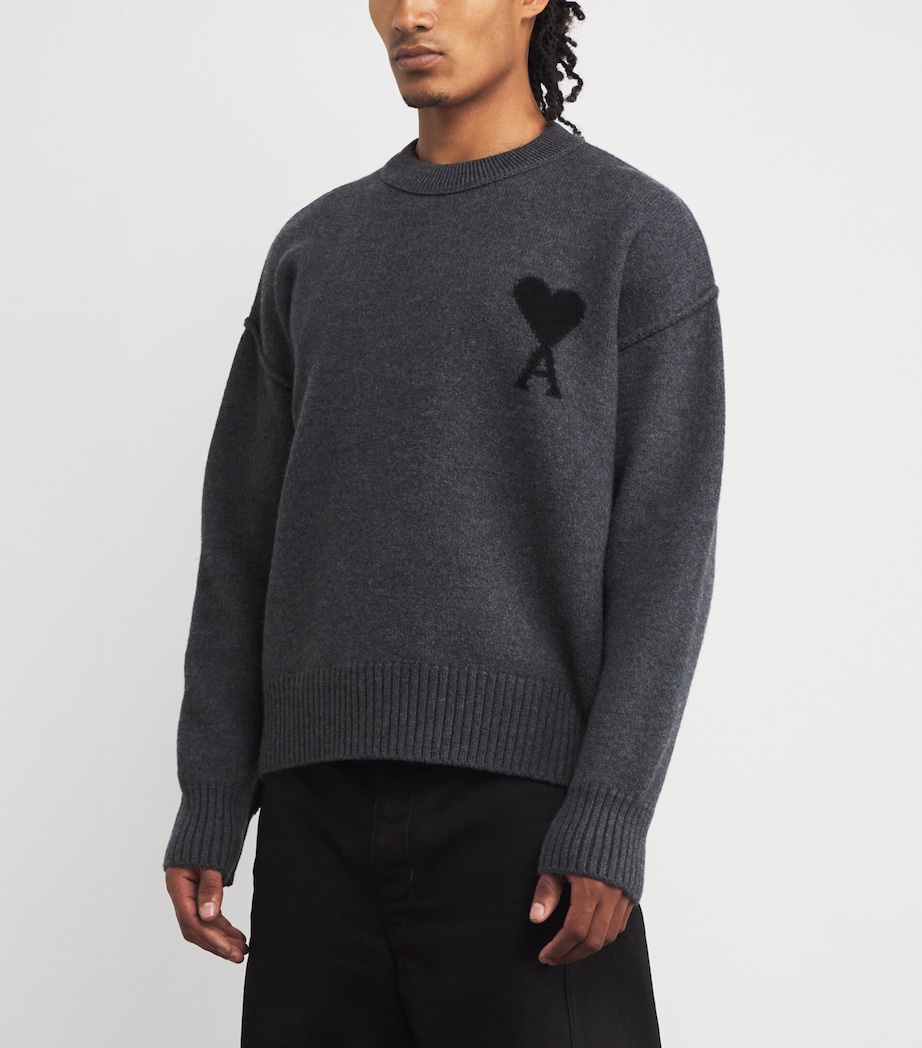 Wool Logo Sweater 0504 - GRIS CHINE/ NOIR Image 3