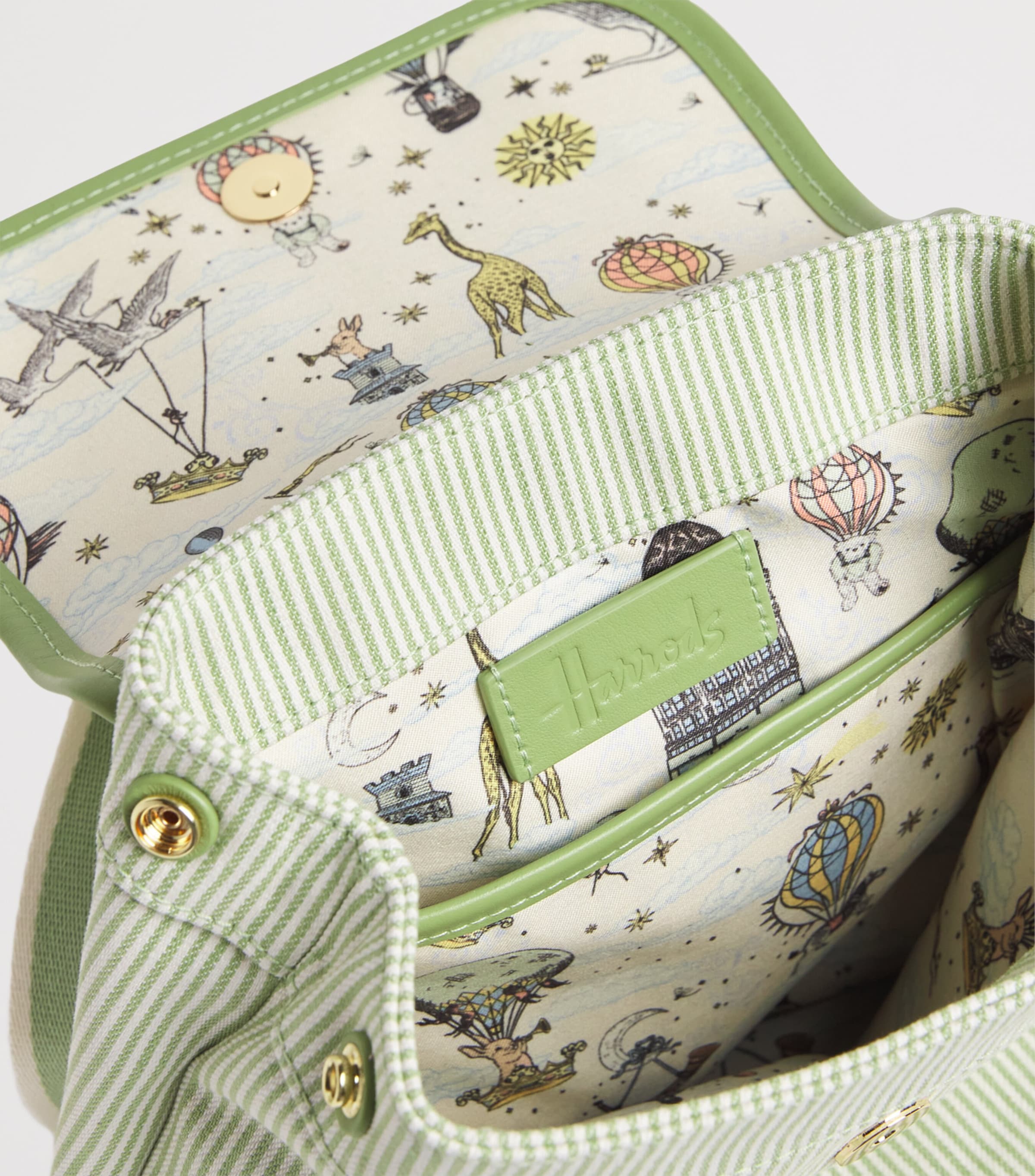 Harrods Embroidered Backpack Green Image 3