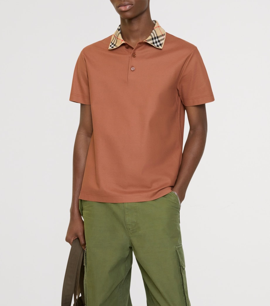 Cotton Piqué Slim Polo Shirt GINGER BROWN Image 2