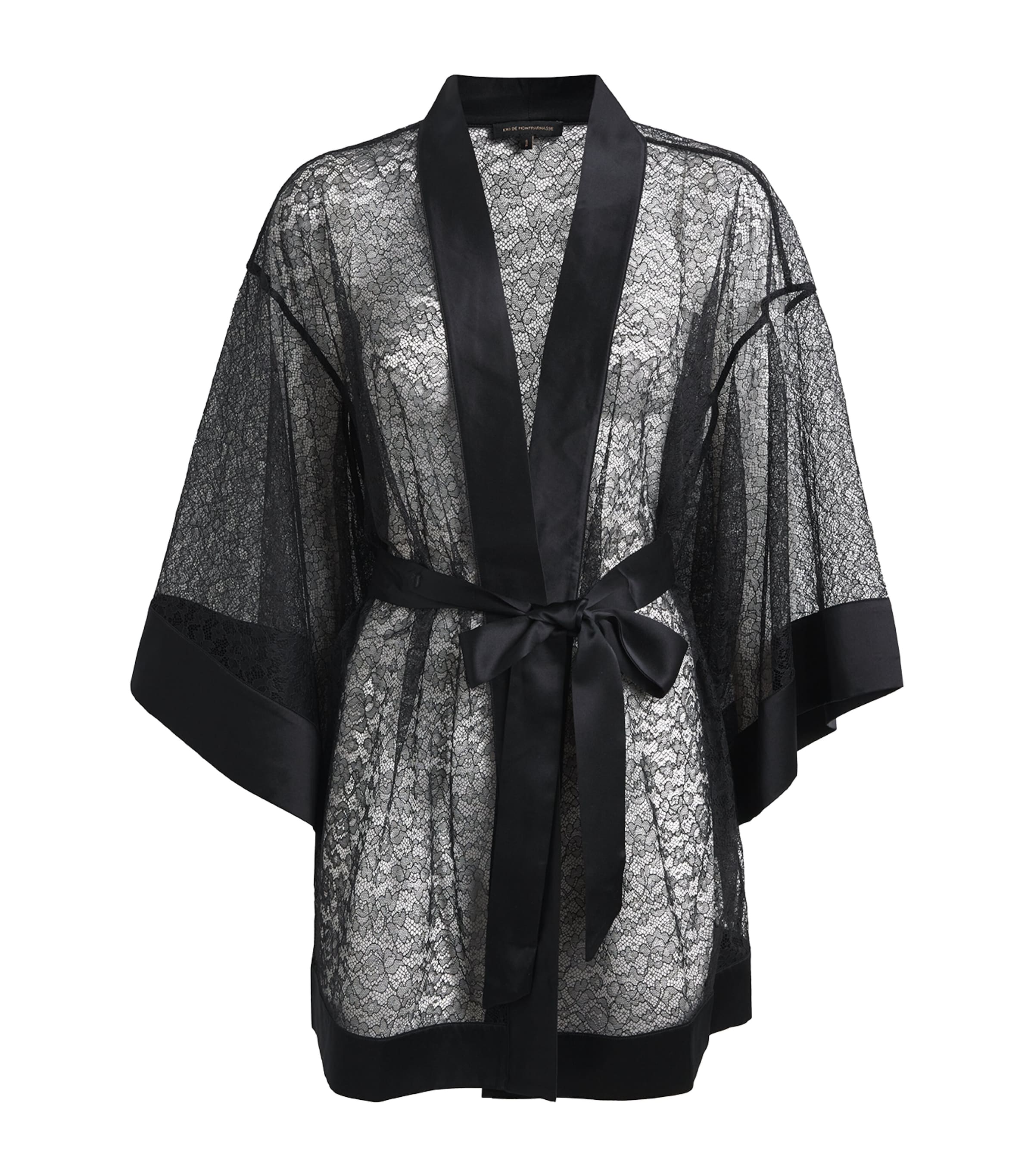 Kiki de Montparnasse Womens Lace Petite Fleur Kimono Black Image 1