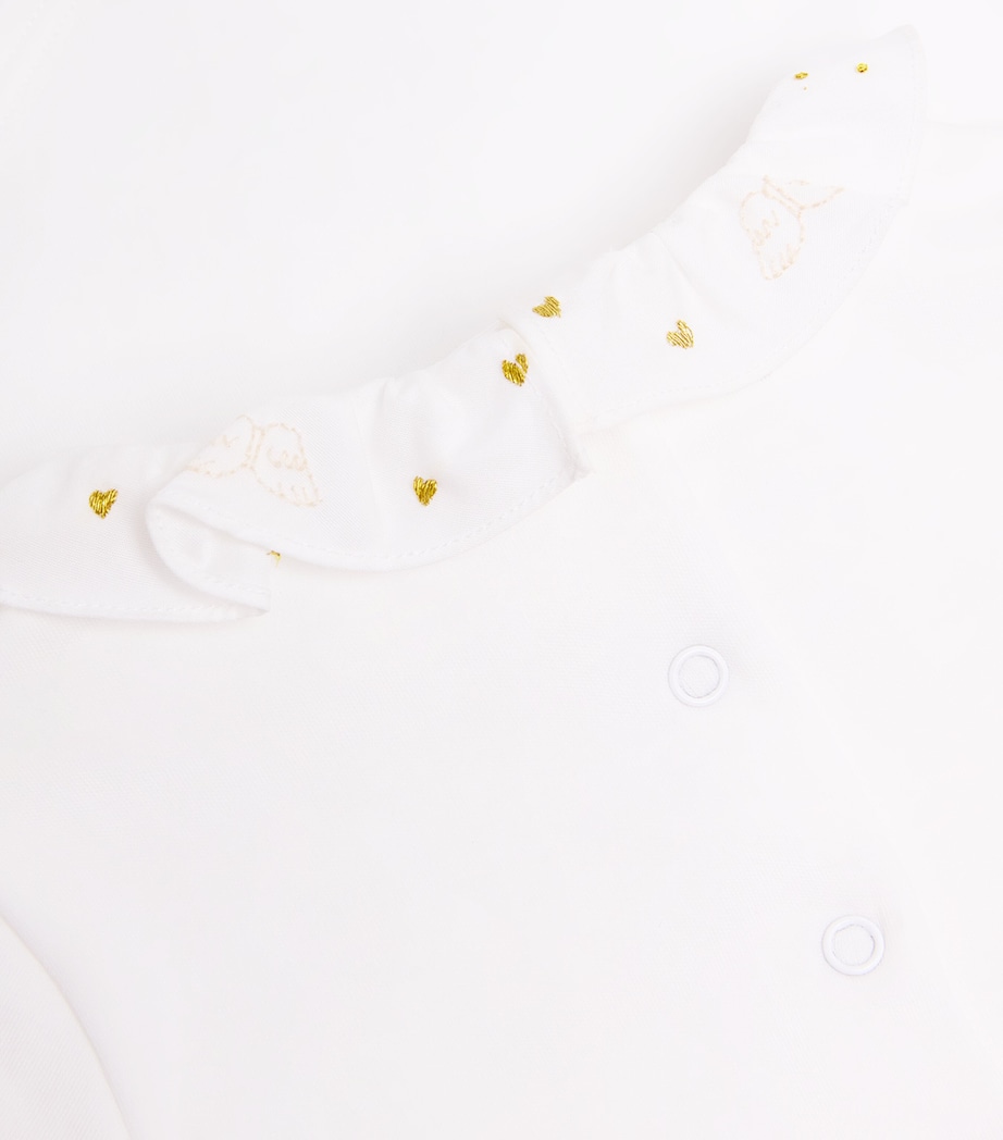 Marie-Chantal Pima Cotton Angel Wing Ruffle Collar Bodysuit (0-18 Months) White Image 3