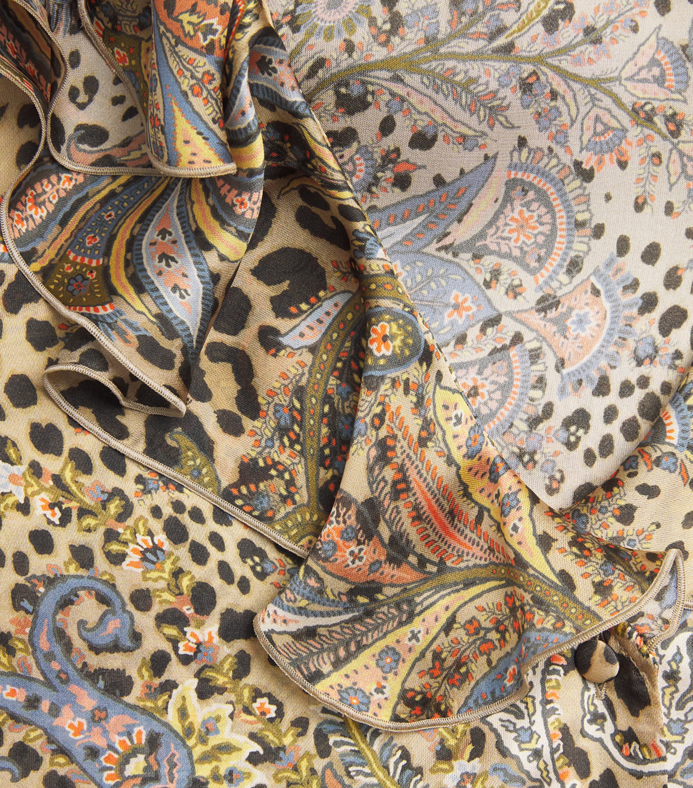 Silk Leopard Ruffle-Detail Blouse X0826 Image 5