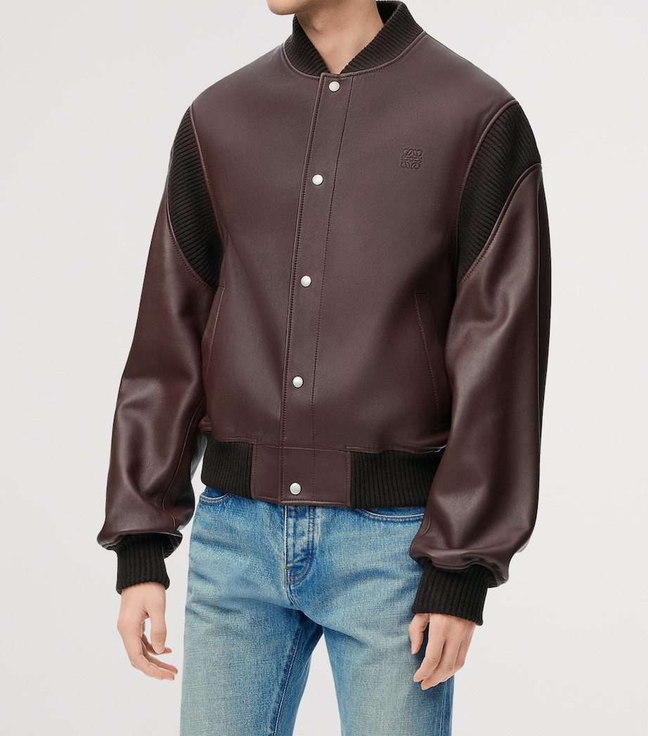Lamb Skin Bomber Jacket CHOCOLATE BROWN Image 3