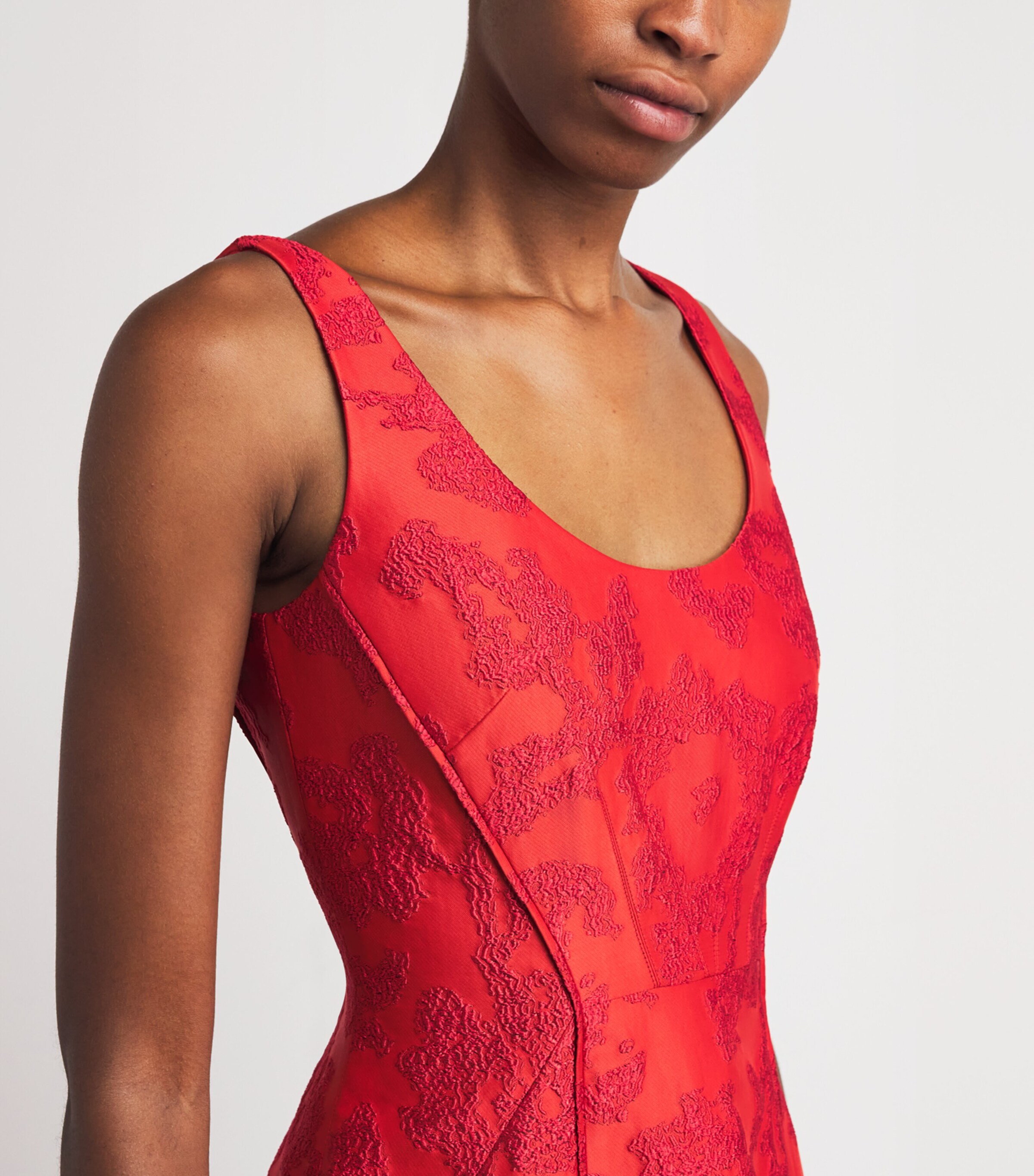 Boucle Floral Labrina Midi Dress RED Image 4