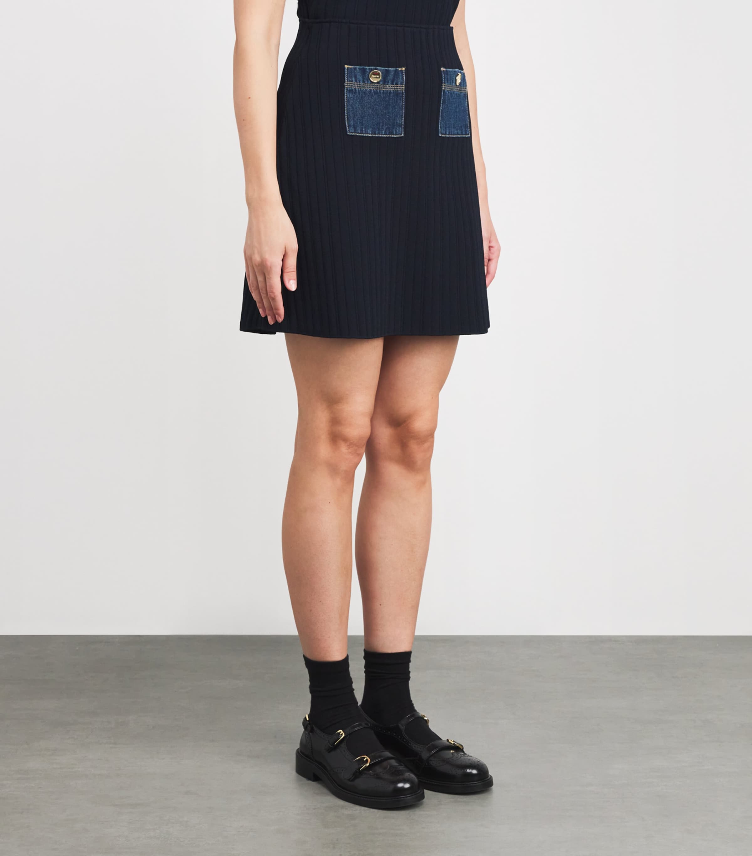 Knitted Mini Skirt NAVY BLUE Image 3