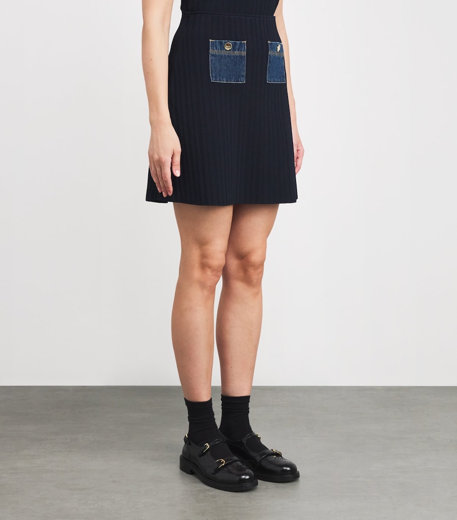 Knitted Mini Skirt NAVY BLUE Image 3