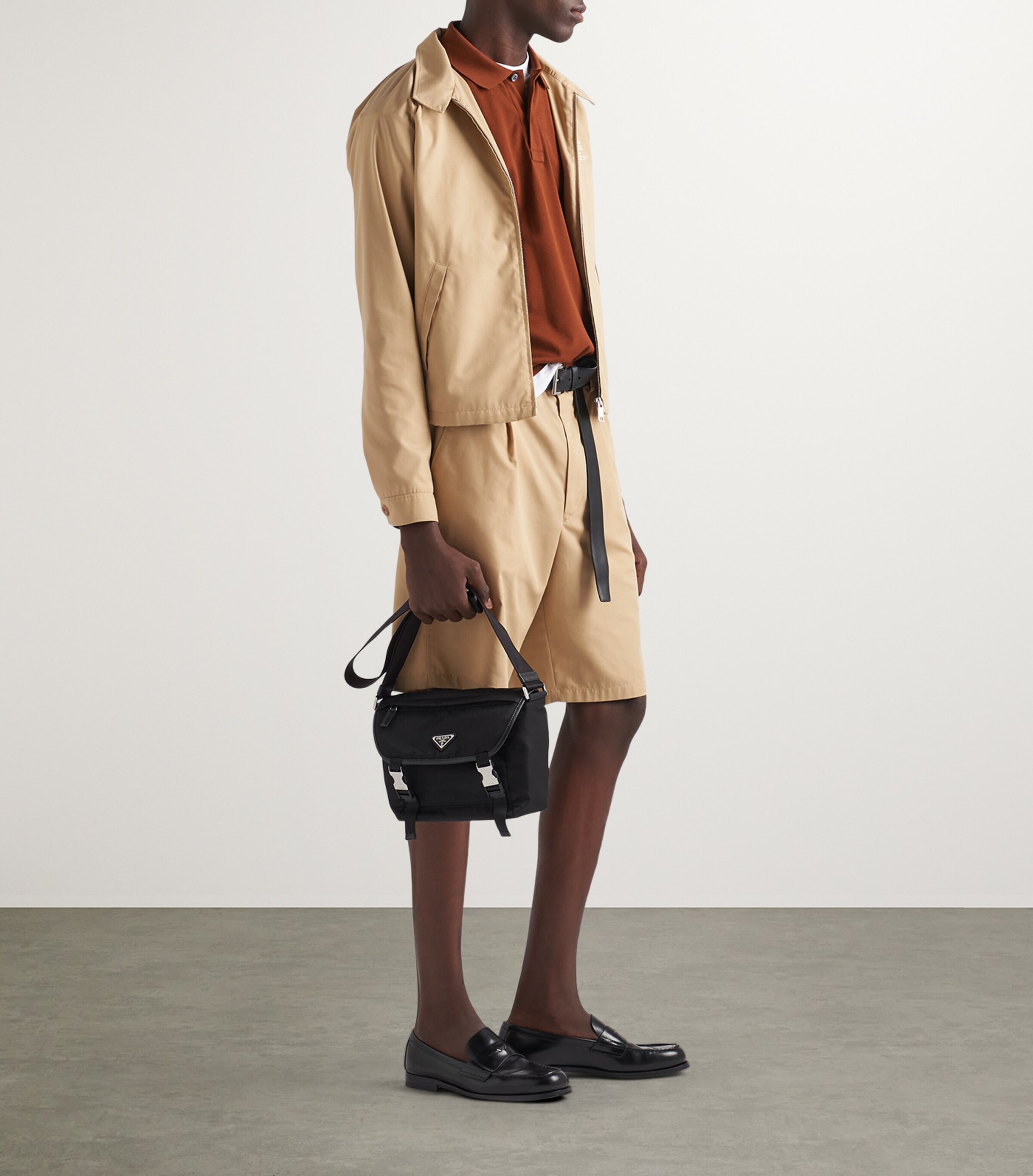 Prada Black Re-Nylon and Saffiano Leather Shoulder Bag