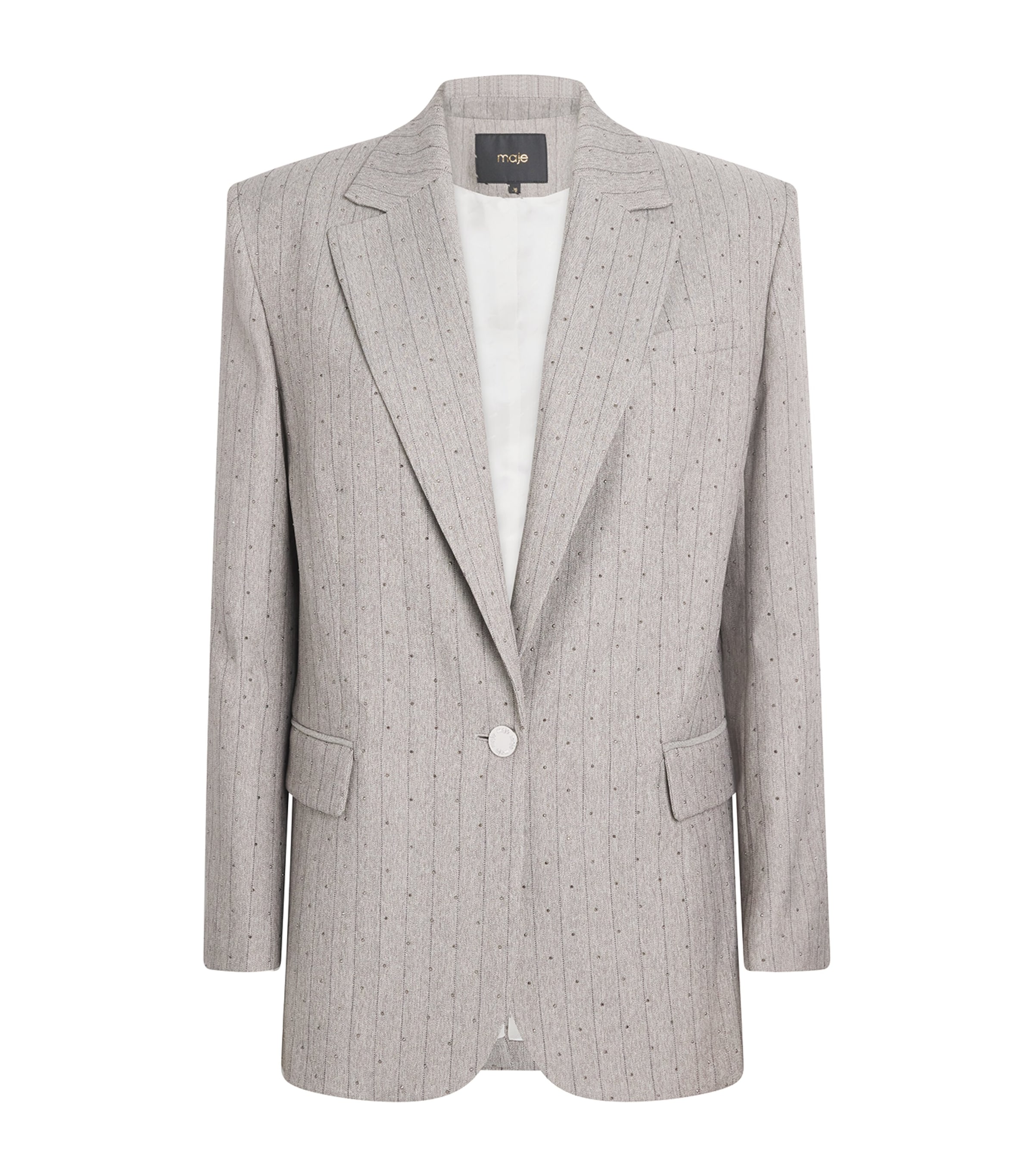 Maje Embellished Stripe Blazer In Gray