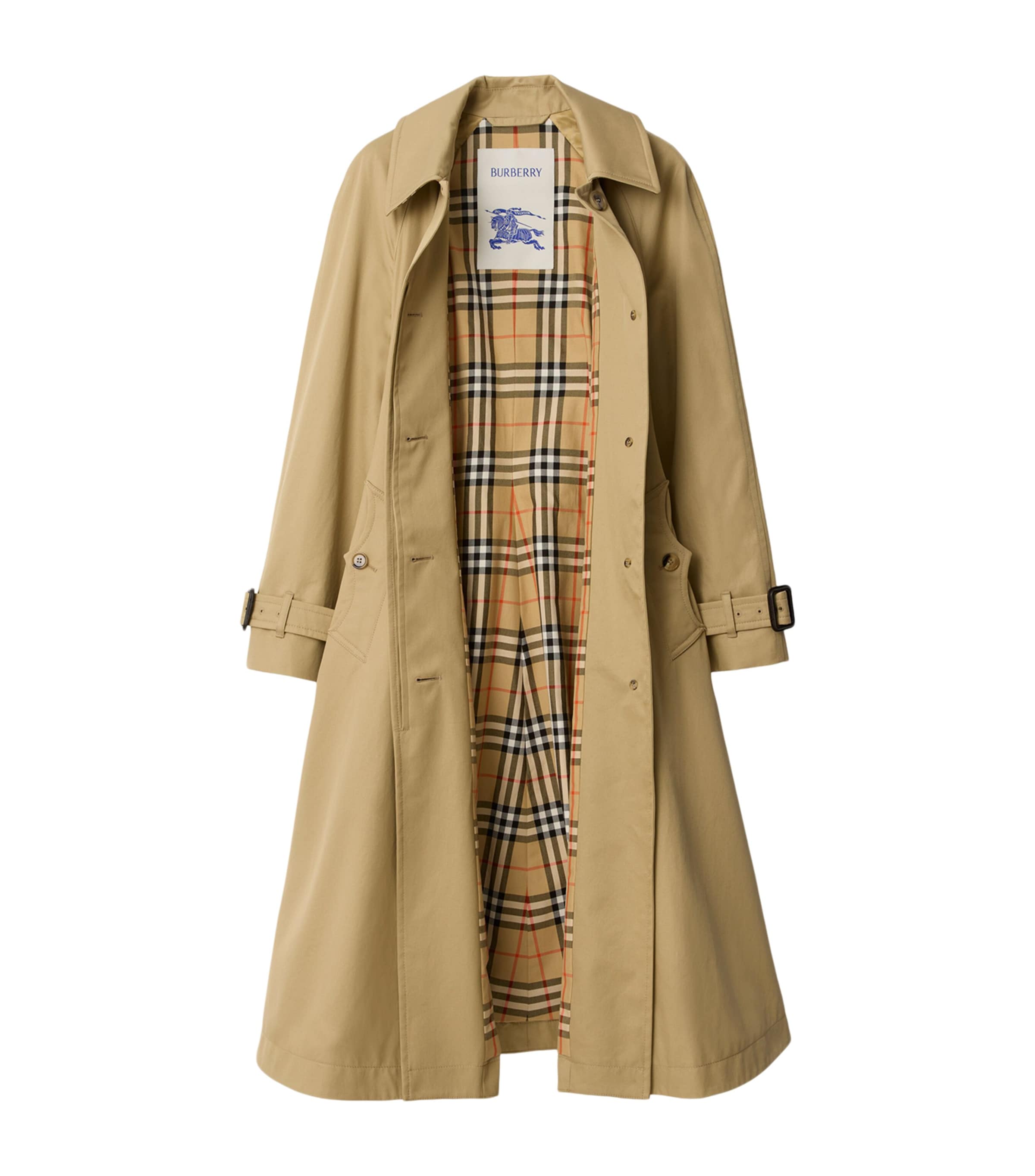 Burberry Womens Gabardine Ellingham Long Car Coat Beige Image 3