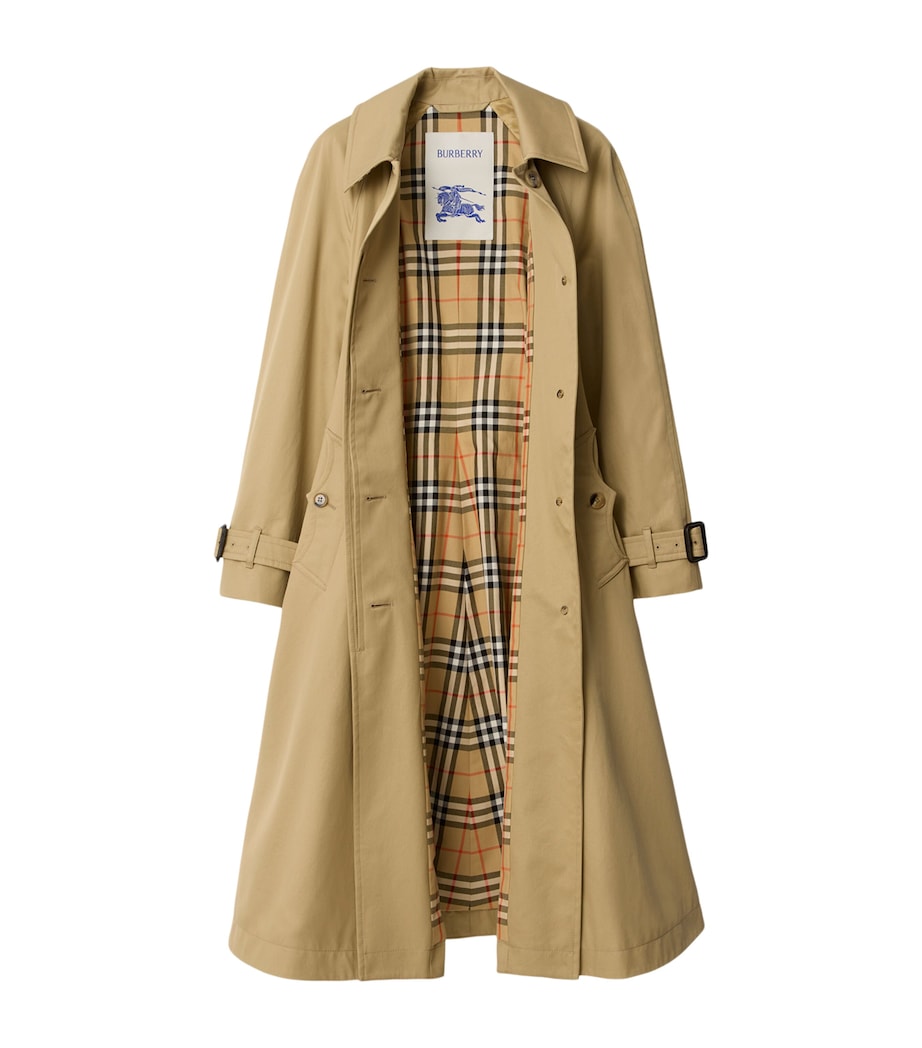 Burberry Womens Gabardine Ellingham Long Car Coat Beige Image 3