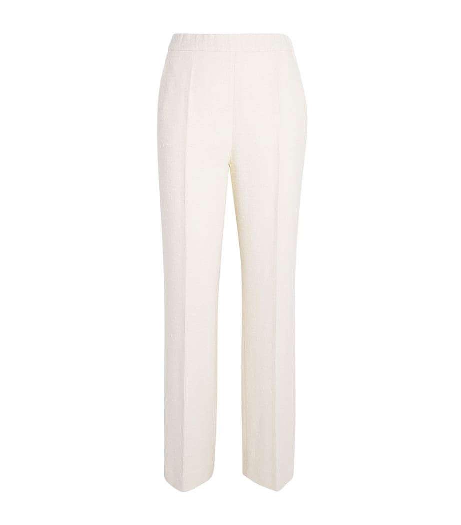 NOMADISSEM Womens Wool-Sik-Linen-Blend Tan Trousers Cream Image 1