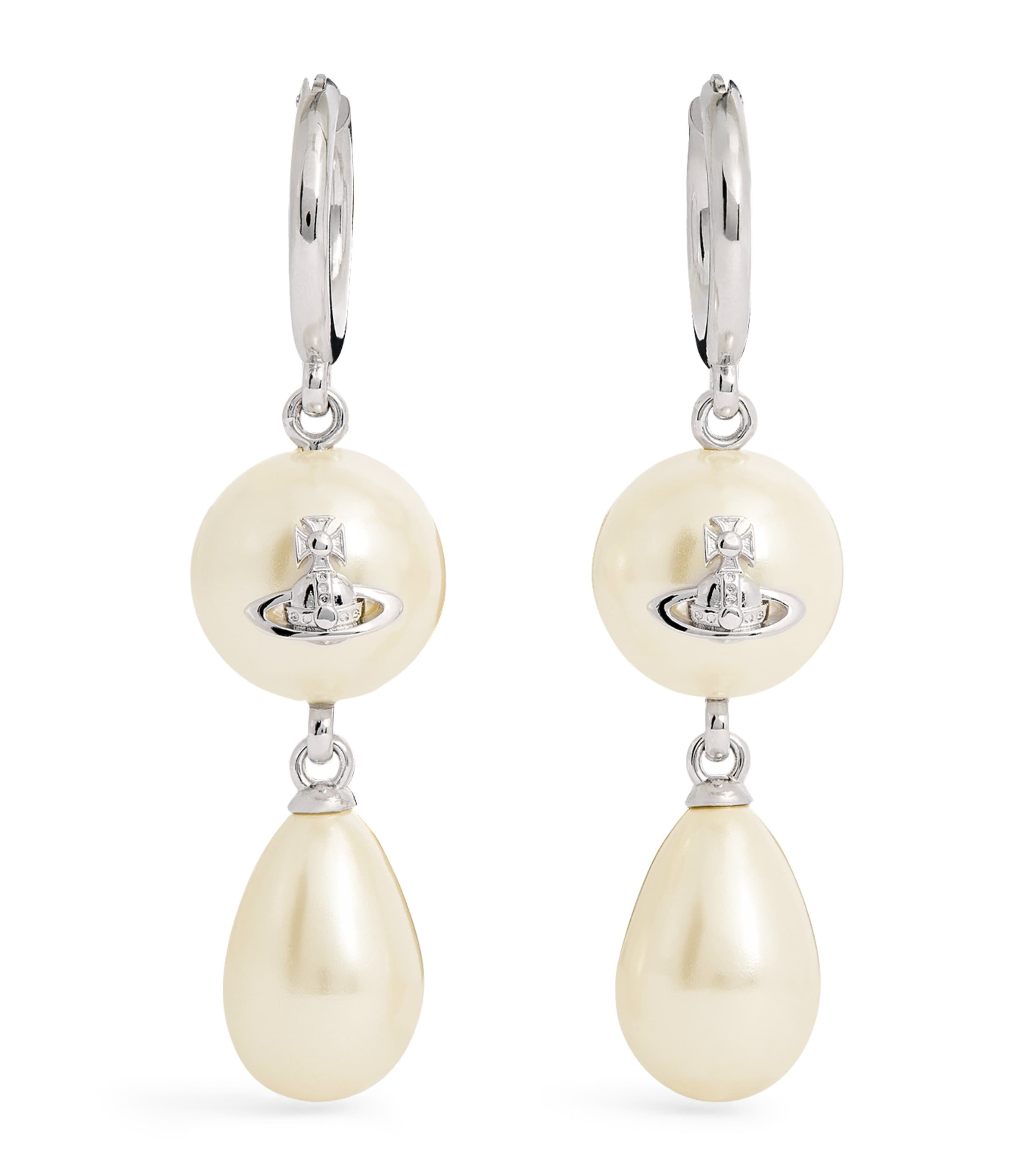 Vivienne Westwood Faux Pearl Martha Drop Earrings Platnium/creamrose Image 1