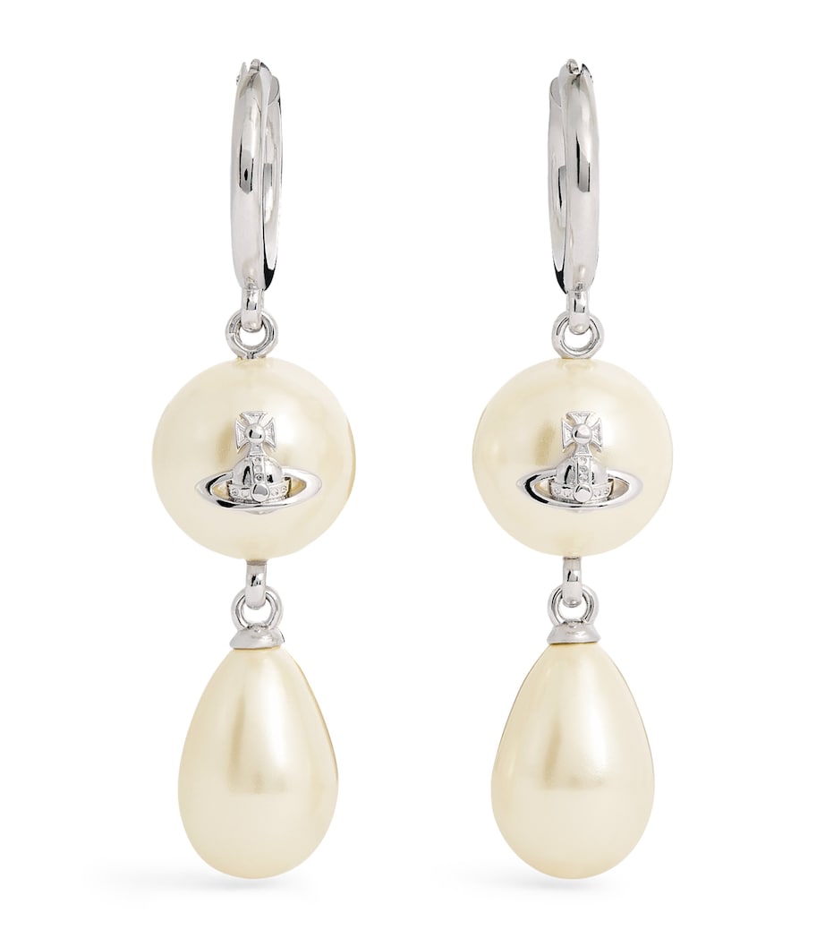 Vivienne Westwood Faux Pearl Martha Drop Earrings Platnium/creamrose Image 1