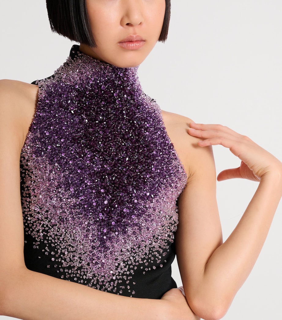 Balmain Womens Embellished Milano Gown Eqw Noir/violet Image 6